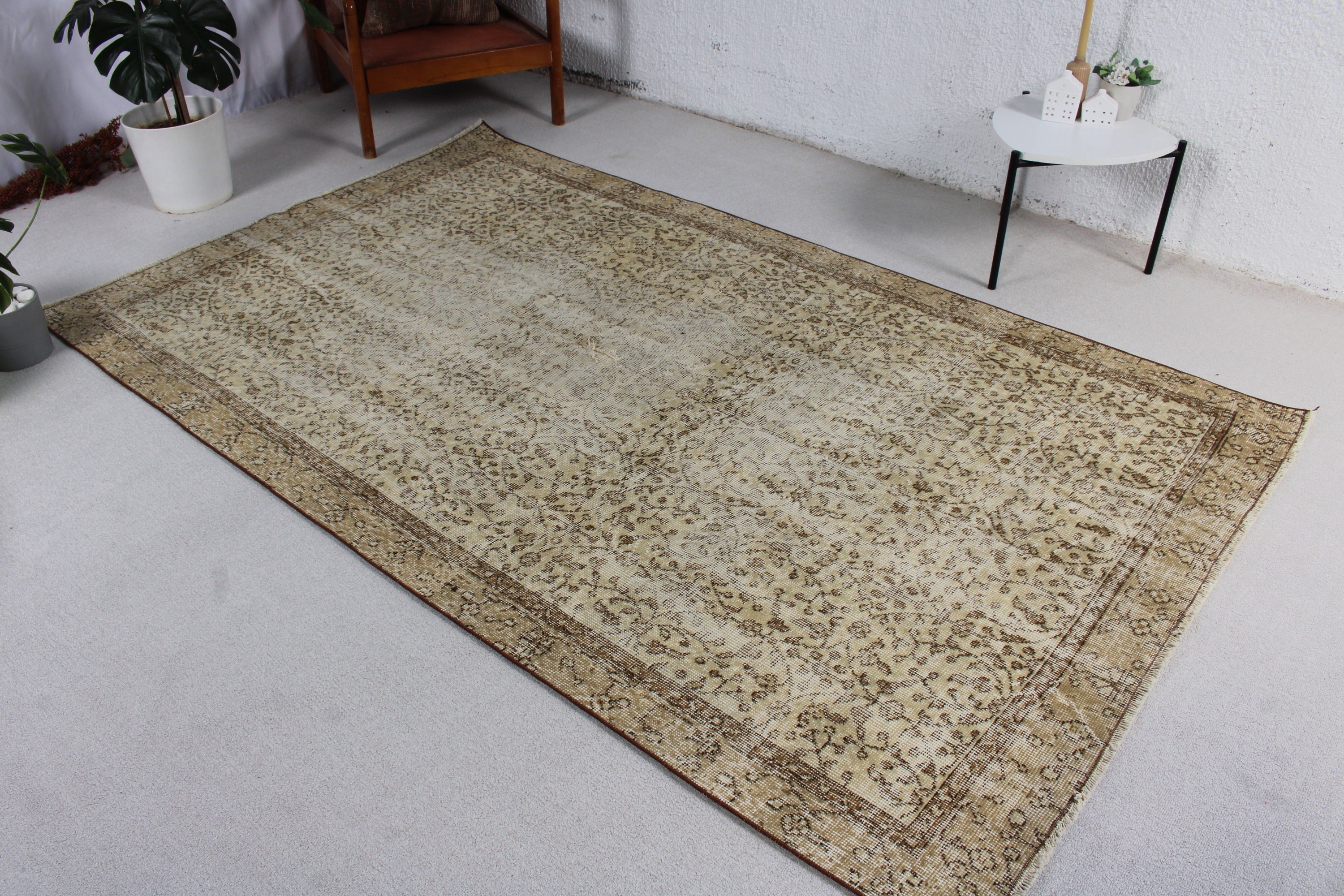 Yemek Odası Halıları, Vintage Halı, Bej Yatak Odası Halısı, 5x8,3 ft Büyük Halı, Salon Halıları, Açıklama Halısı, Türk Halısı, Mutfak Halısı, Salon Halısı