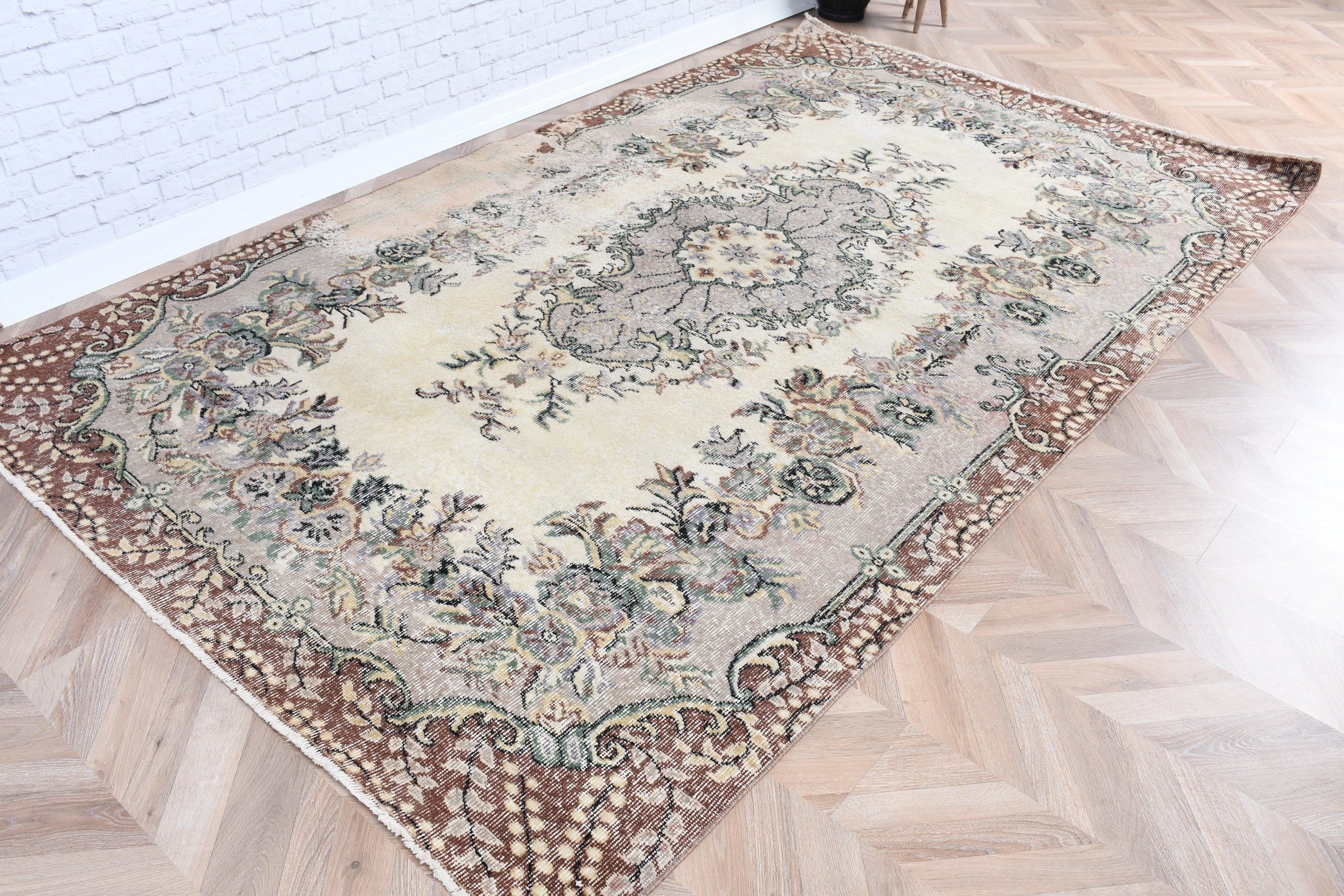 5.4x9.1 ft Büyük Halı, Yatak Odası Halıları, Mutfak Halıları, Vintage Halılar, Bej Yün Halı, Lüks Halı, Türk Halıları, Büyük Vintage Halılar, El Dokuma Halı