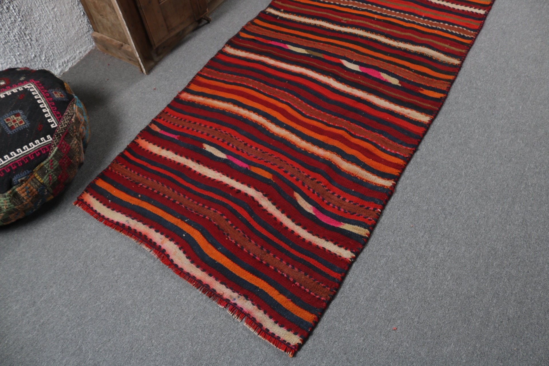 Boho Halı, Vintage Halı, Türk Halısı, Lüks Halı, Beni Ourain Runner Halıları, 3.2x8.5 ft Runner Halısı, Geometrik Halı, Mor Oryantal Halılar