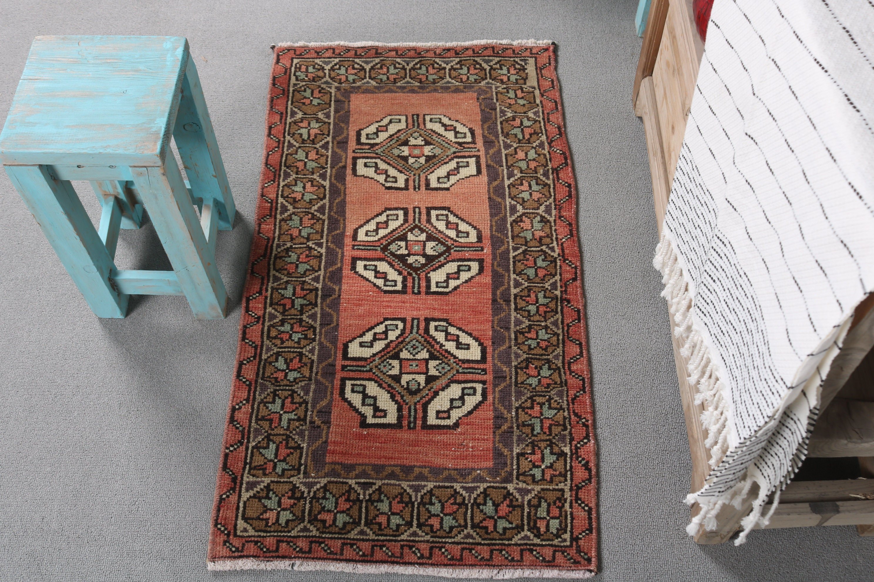 Bedroom Rugs, Antique Rug, Door Mat Rug, Vintage Rug, Decorative Rugs, Red  1.6x3.1 ft Small Rug, Bathroom Rug, Turkish Rugs