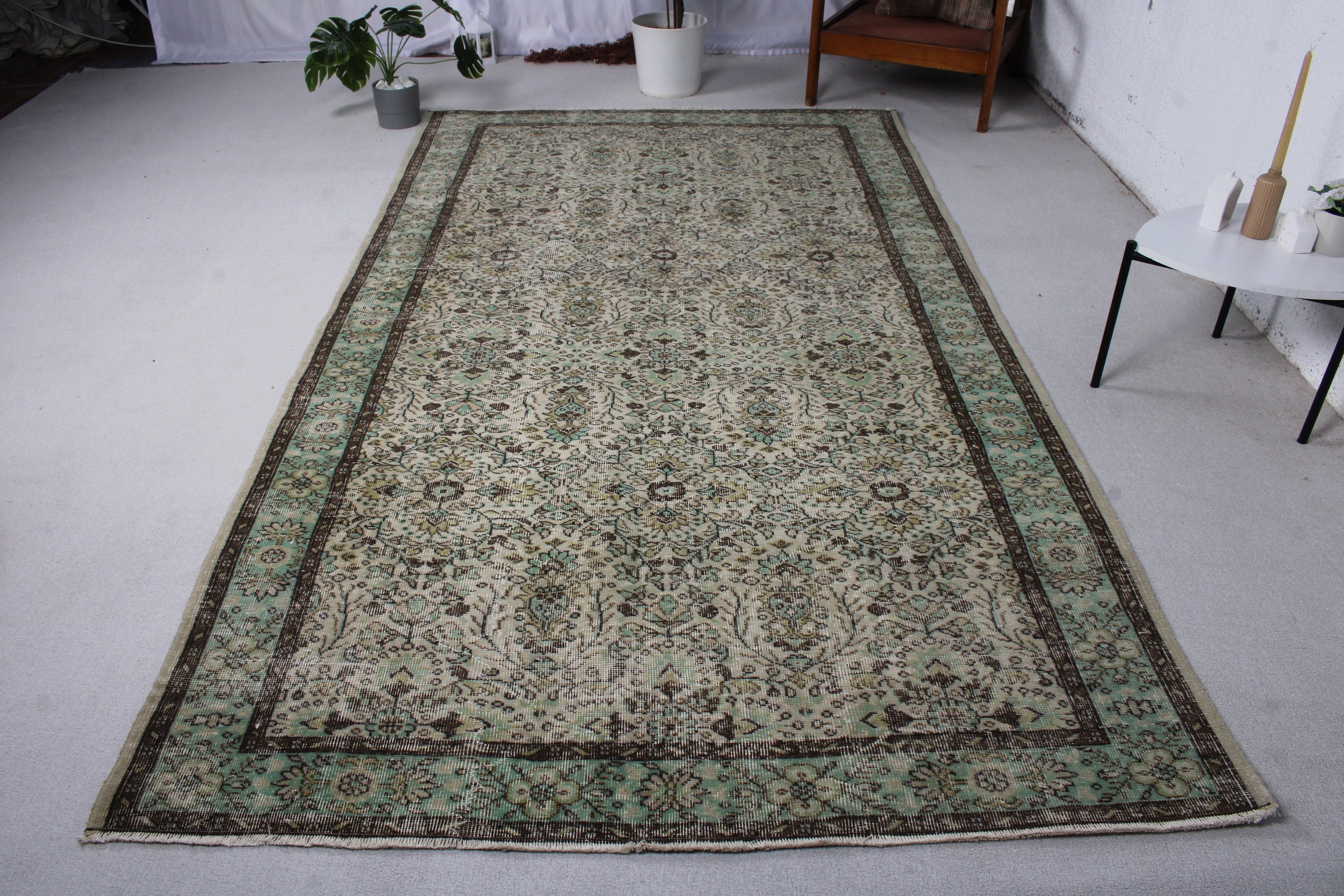 Türk Halıları, Bohem Halısı, Yatak Odası Halısı, 5.5x9.8 ft Büyük Halı, El Dokuma Halıları, Yeşil Oryantal Halı, Modern Halı, Büyük Boho Halıları, Vintage Halı