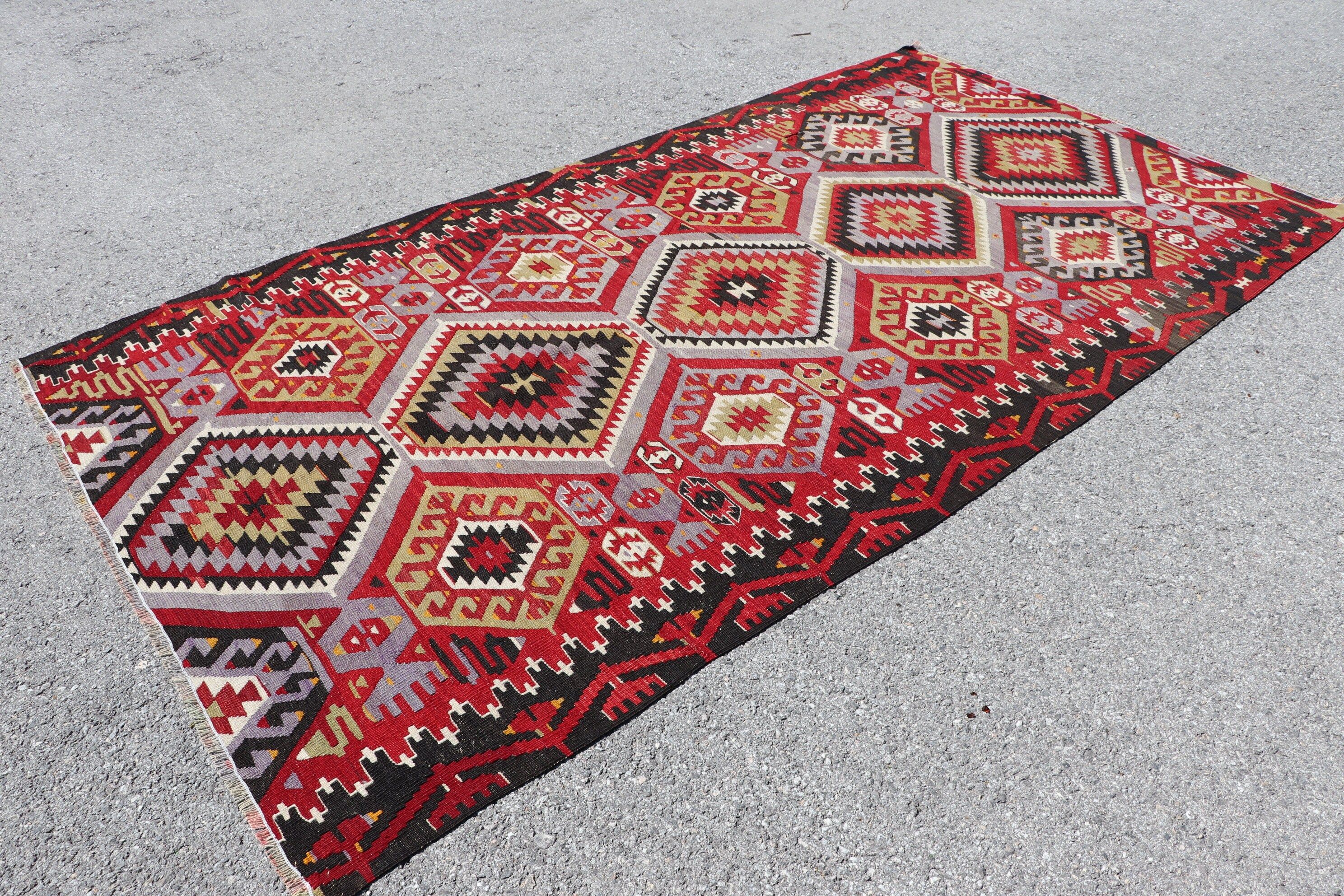 Vintage Rugs, Anatolian Rugs, 5.2x9.8 ft Large Rug, Turkish Rugs, Art Rugs, Kilim, Living Room Rug, Wool Rugs, Salon Rugs, Red Wool Rug