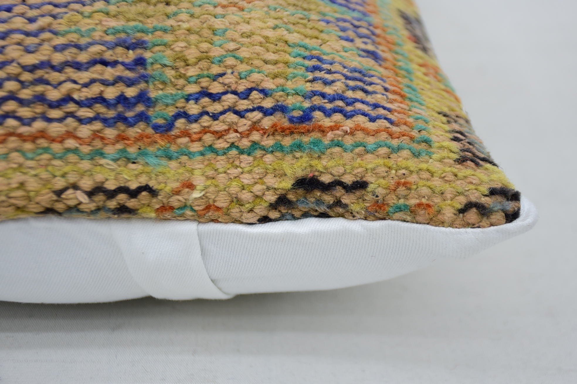 12"x20" Beige Pillow Sham, Handmade Kilim Cushion, Turkish Kilim Pillow, Decorative Throw Cushion Cover, Pillow for Couch