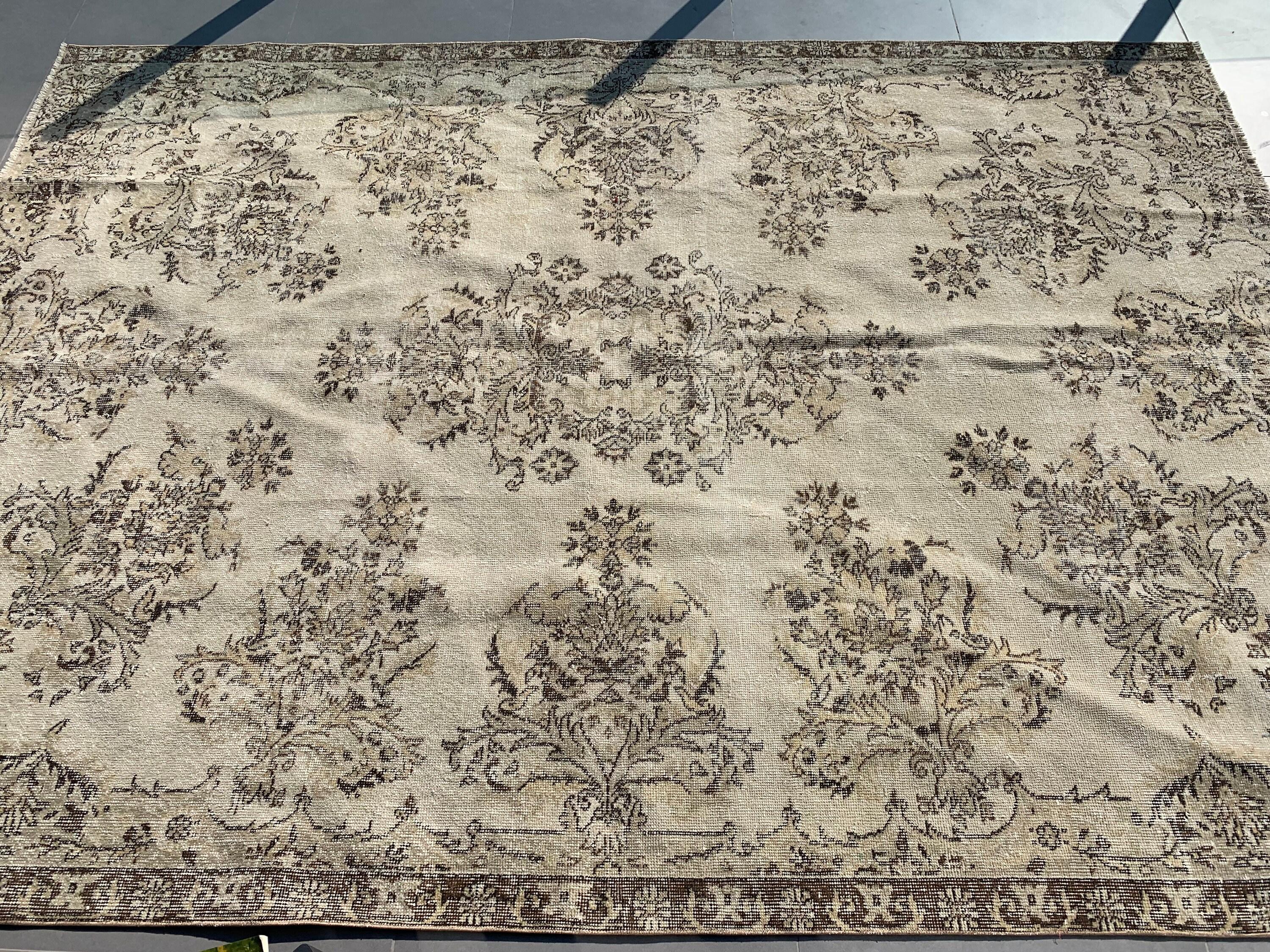 Turkish Rug, Bedroom Rug, Rugs for Dining Room, Vintage Rugs, Oriental Rug, Beige Kitchen Rug, Living Room Rug, 7.1x9.7 ft Large Rug