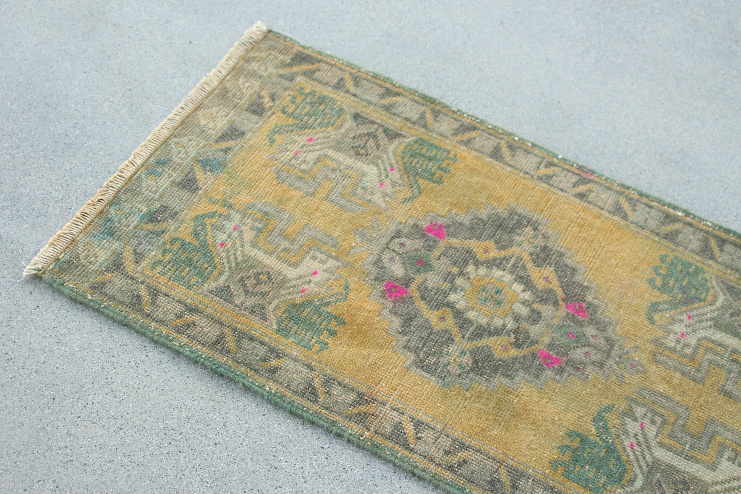 Cool Rug, Turkish Rug, Bedroom Rugs, Kitchen Rug, Rugs for Bathroom, 1.7x3.1 ft Small Rugs, Wool Rugs, Vintage Rug, Green Cool Rug