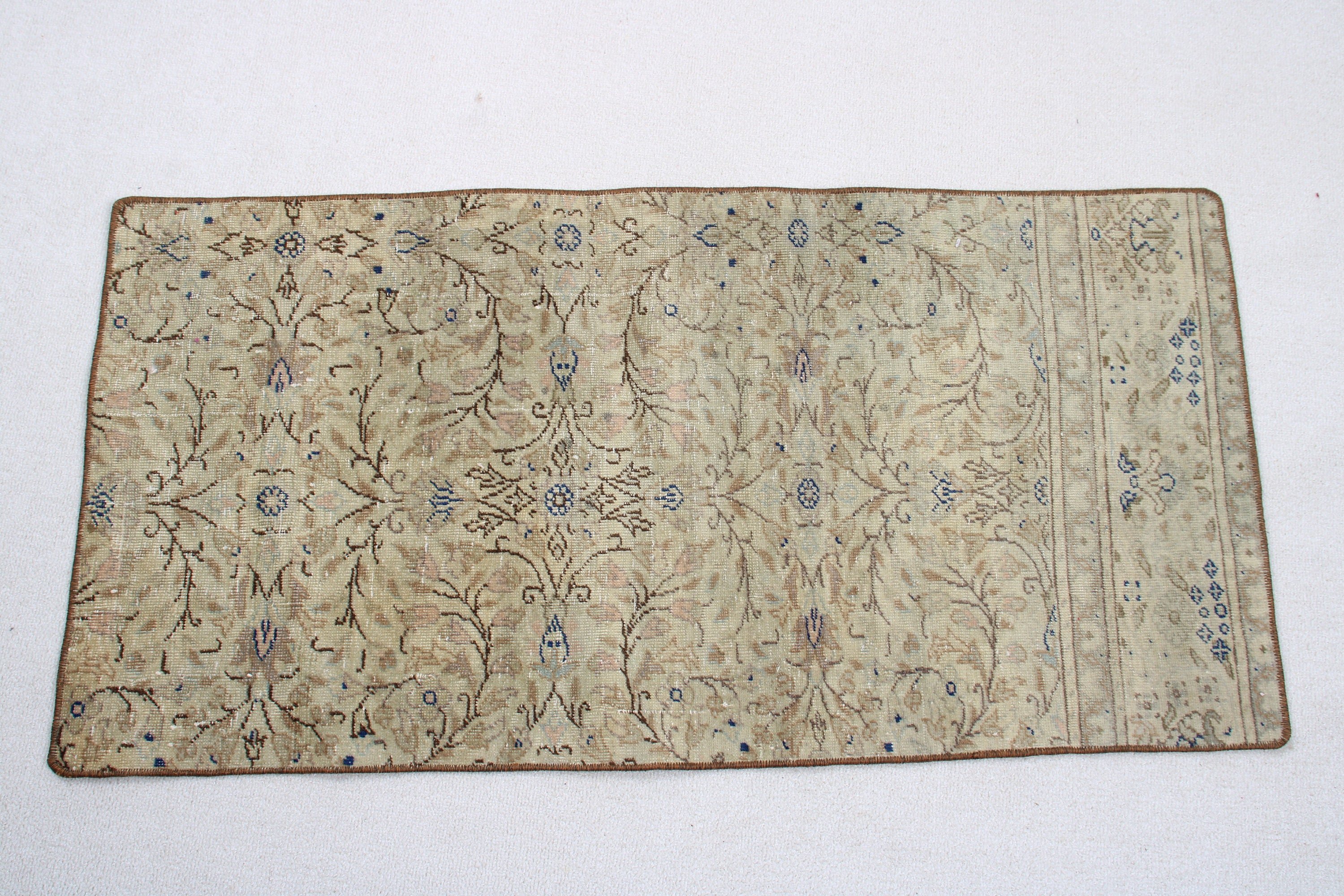 1.7x3.4 ft Küçük Halı, Vintage Halılar, Küçük Alan Halıları, Fas Halıları, Yeşil El Dokuma Halı, Açıklama Halıları, Araba Paspas Halıları, Türk Halısı