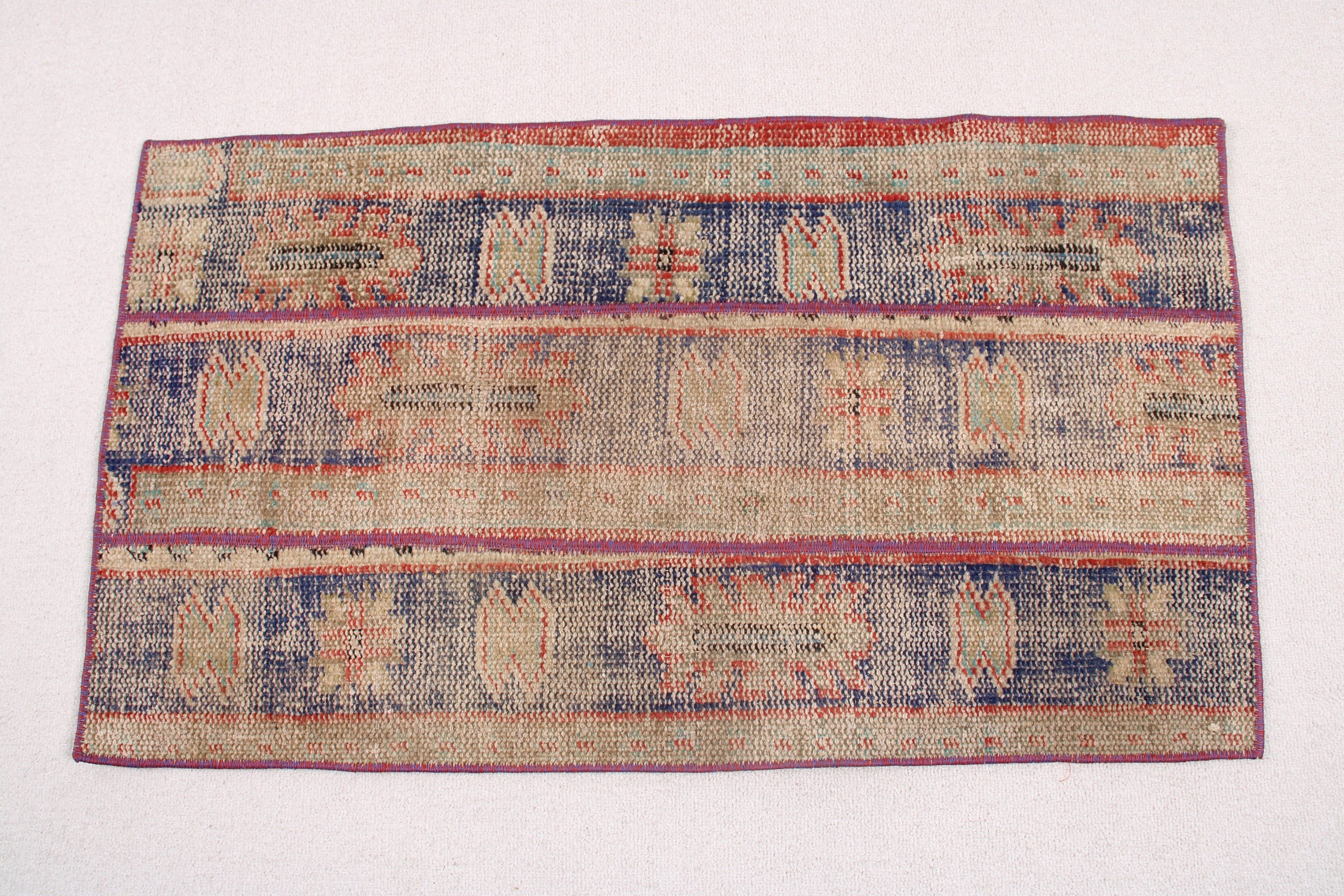 1.8x3.2 ft Küçük Halı, Vintage Halı, Mutfak Halıları, Mavi Yün Halı, Havalı Halılar, Duvara Asılı Halılar, Türk Halıları, Oushak Halısı, Araba Paspas Halıları