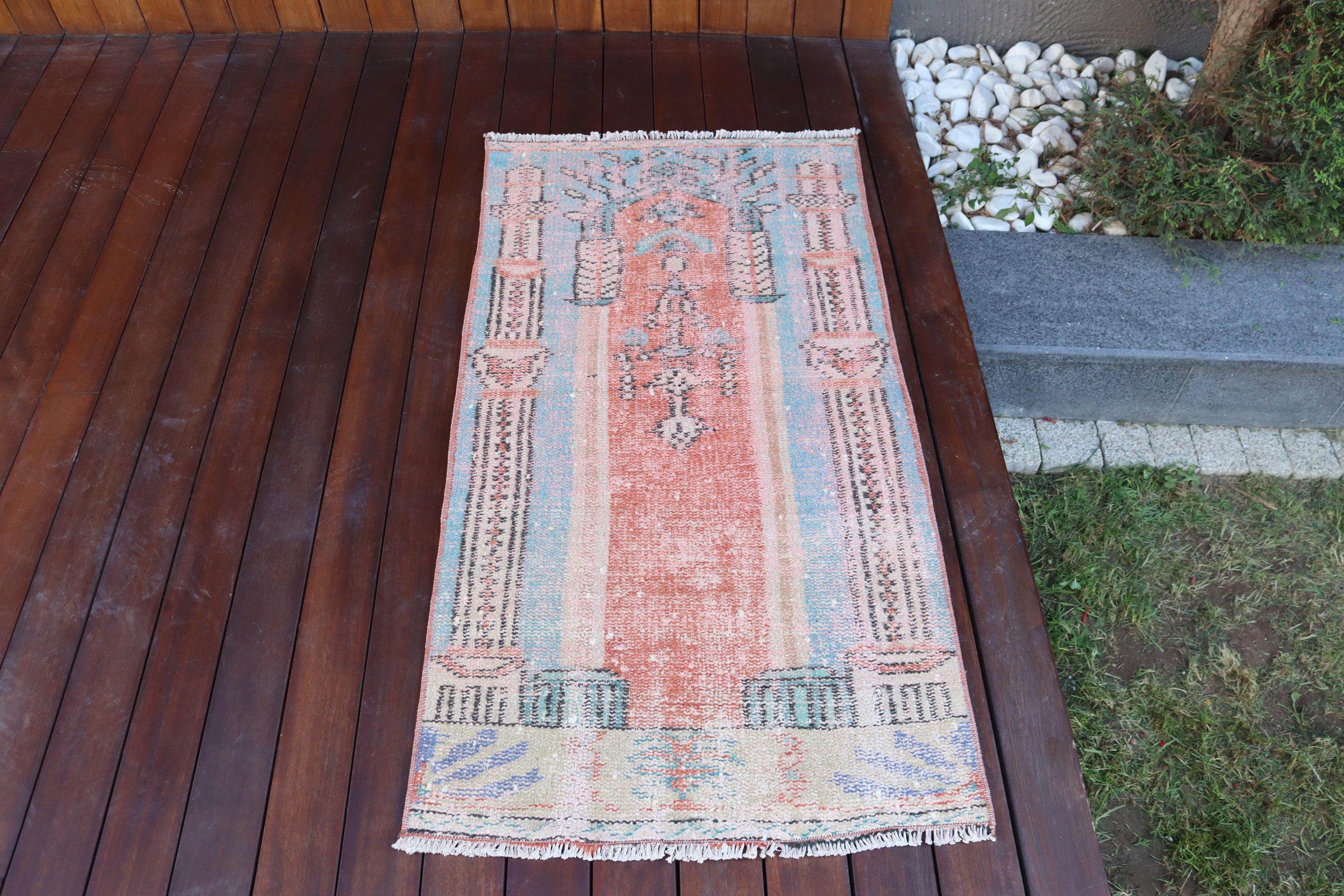 Nötr Halı, Vintage Halı, Fas Halıları, Turuncu 2.1x4 ft Küçük Halılar, Duvara Asılı Halılar, Yatak Odası Halısı, Türk Halıları, Yer Halıları