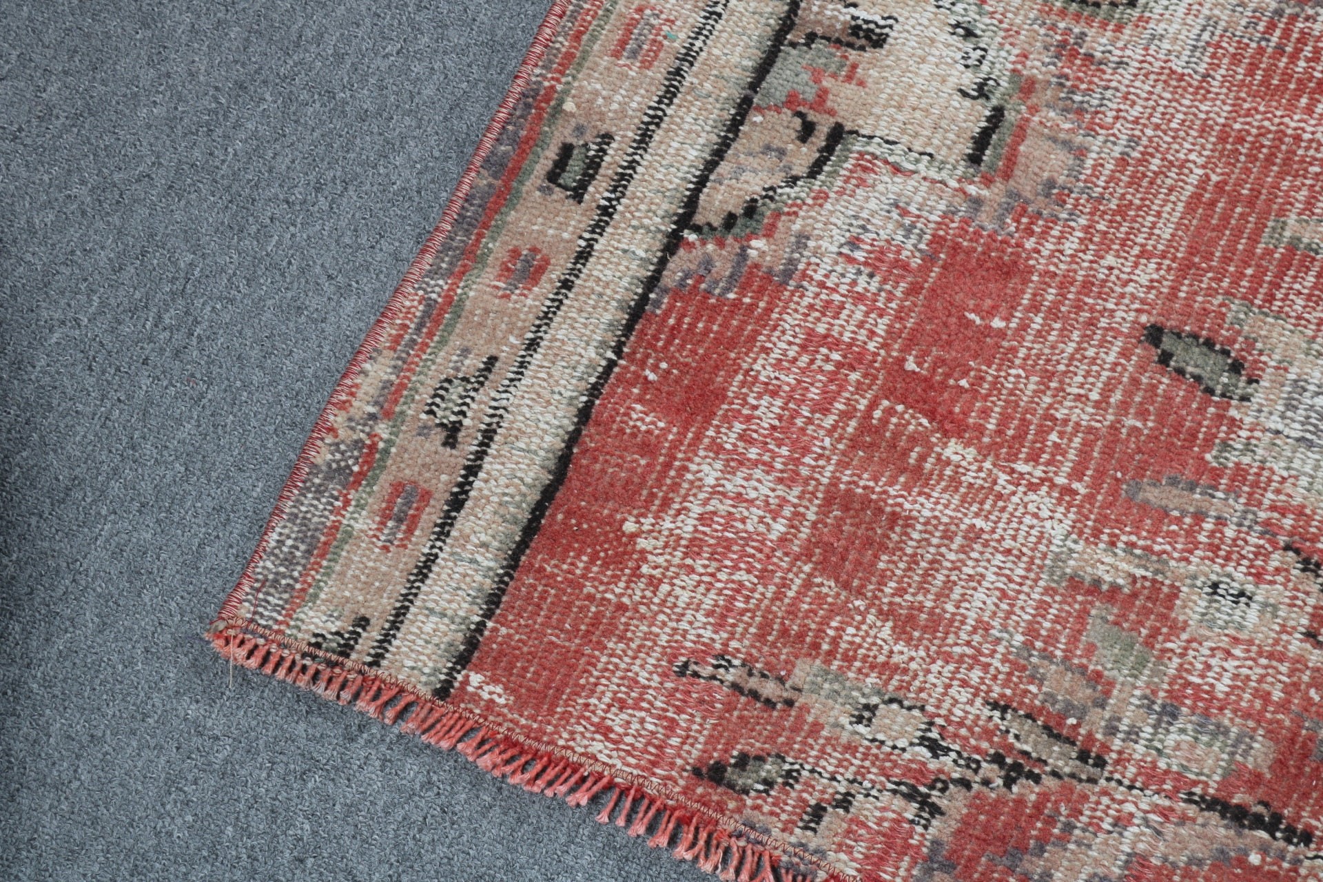 Vintage Rugs, Floor Rug, Small Area Rug, Bath Rugs, Boho Rugs, Orange  2x3.5 ft Small Rugs, Oushak Rugs, Turkish Rugs