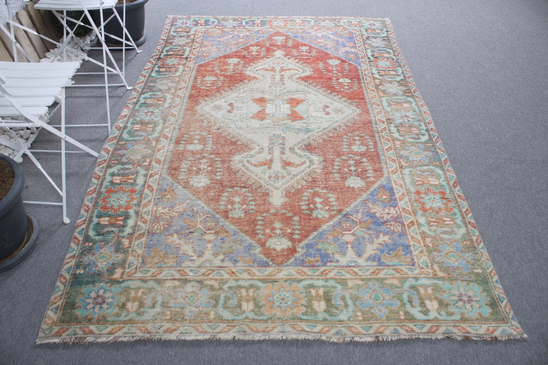 Tasarımcı Halıları, Vintage Halı, Oturma Odası Halıları, Türk Halısı, Yatak Odası Halısı, Kırmızı Antika Halılar, Oushak Halıları, 5.2x8.3 ft Büyük Halılar, Salon Halıları