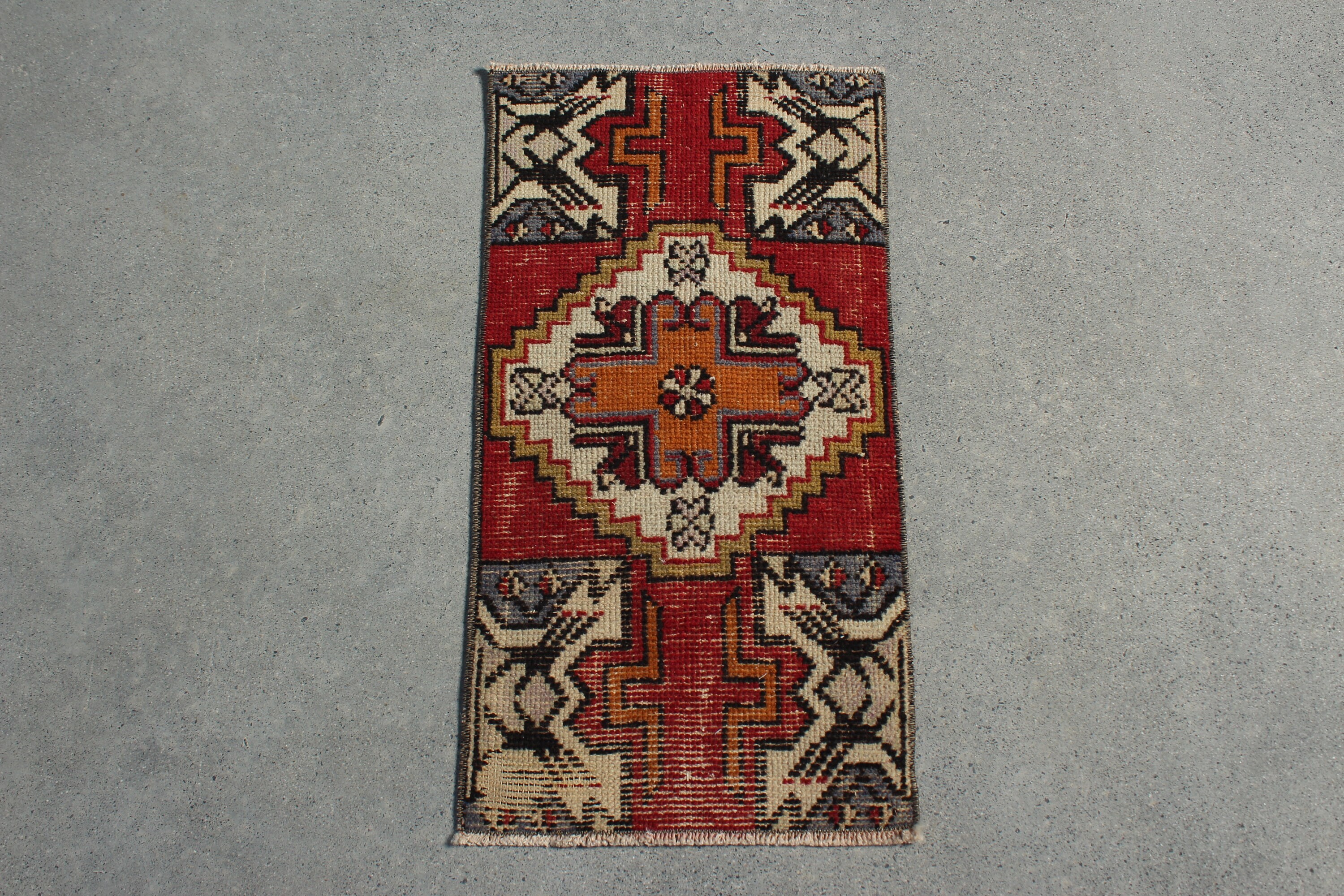 Turkish Rug, Boho Rug, Bath Rug, Pastel Rug, Bedroom Rug, Vintage Rug, Rugs for Entry, Oriental Rug, Red Antique Rug, 1.3x2.6 ft Small Rugs