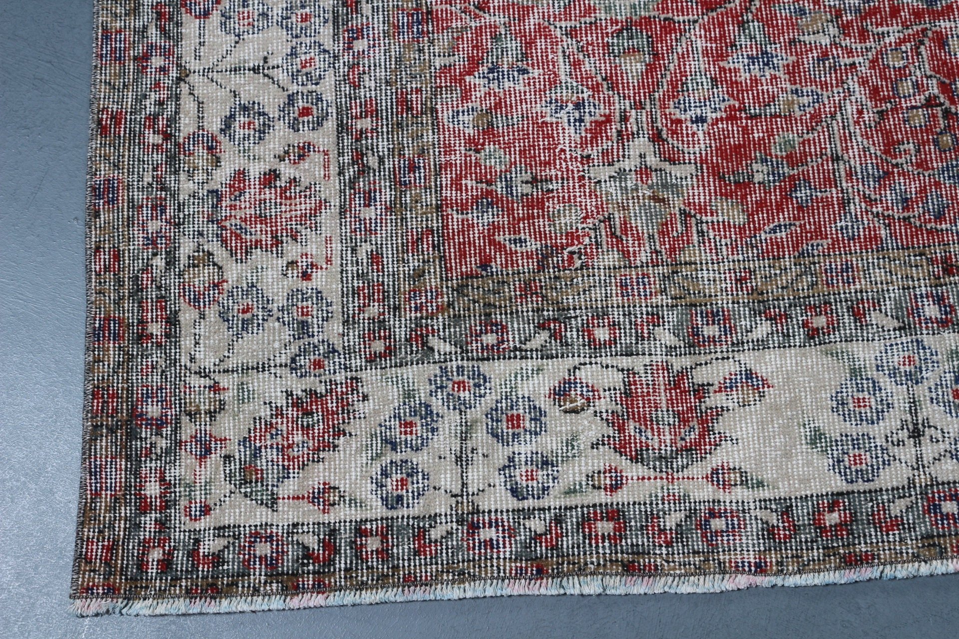 Salon Halısı, Ev Dekor Halıları, Türk Halıları, Kırmızı 5.8x9.2 ft Büyük Halı, Oturma Odası Halıları, Mutfak Halısı, Vintage Halı, El Yapımı Halılar