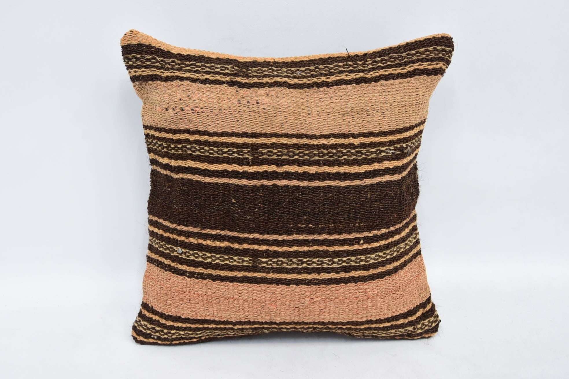 Neutral Throw Cushion Cover, Kilim Pillow, 12"x12" Brown Cushion Cover, Throw Kilim Pillow, Handmade Kilim Cushion