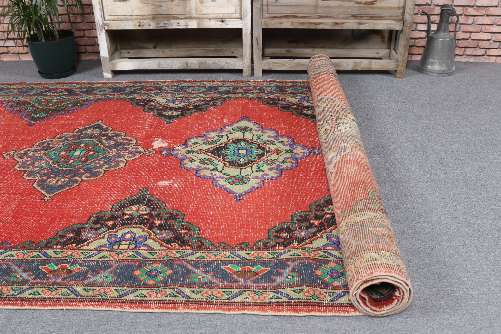 Red Home Decor Rug, 5.1x12 ft Large Rugs, Antique Rugs, Turkish Rug, Living Room Rug, Aztec Rugs, Floor Rug, Dining Room Rugs, Vintage Rug