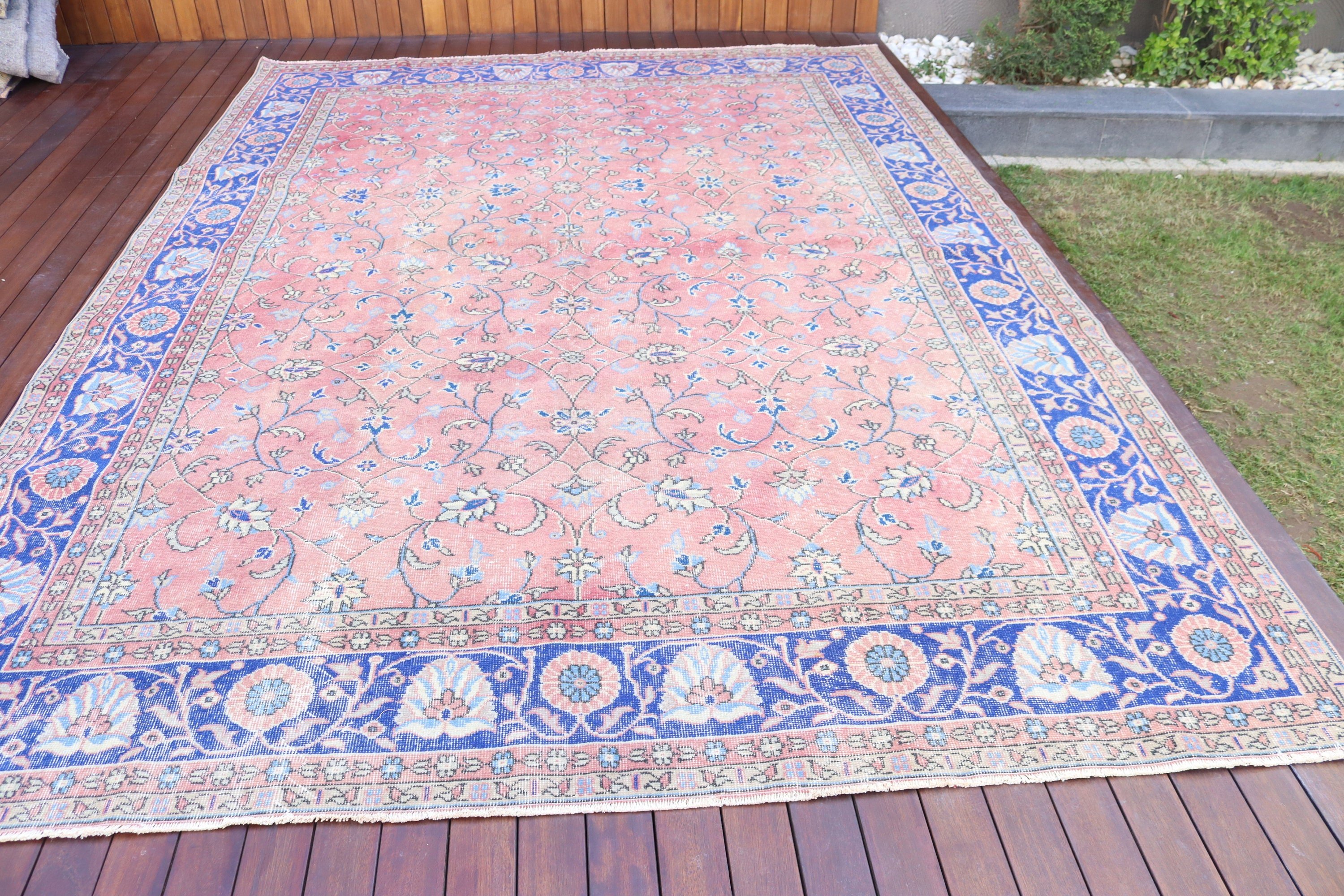 7.9x11.2 ft Büyük Boy Halılar, Vintage Halı, Büyük Boho Halı Halıları, Mutfak Halısı, Büyük Boy Türk Halıları, Lüks Halılar, Türk Halıları, Kırmızı Oushak Halıları