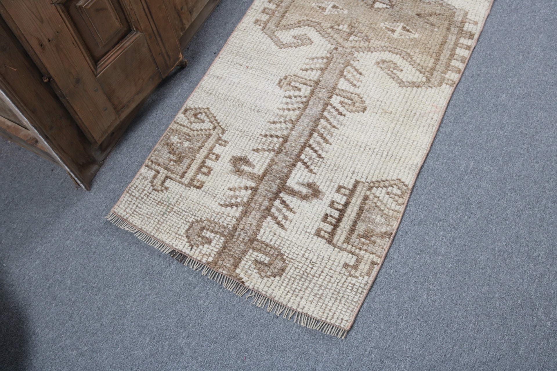 Bath Rug, 2.1x3.5 ft Small Rug, Beige Wool Rugs, Oushak Rug, Door Mat Rug, Rugs for Bath, Vintage Rug, Turkey Rugs, Boho Rugs, Turkish Rugs