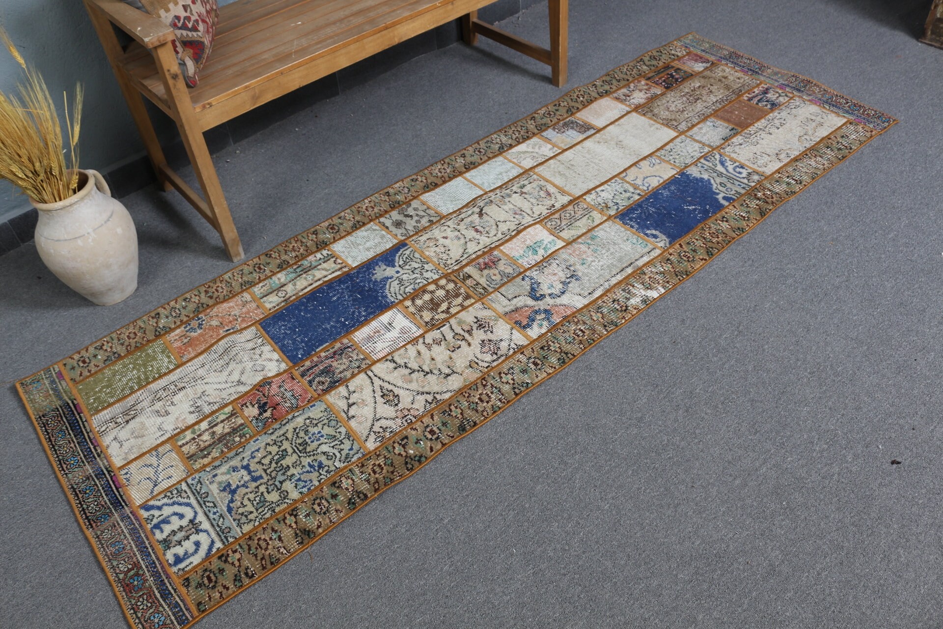 Çiçekli Yolluk Halıları, Türk Halısı, Fas Halıları, Vintage Halılar, Mutfak Halısı, Kahverengi 2.6x7.9 ft Runner Halısı, Mutfak Halıları