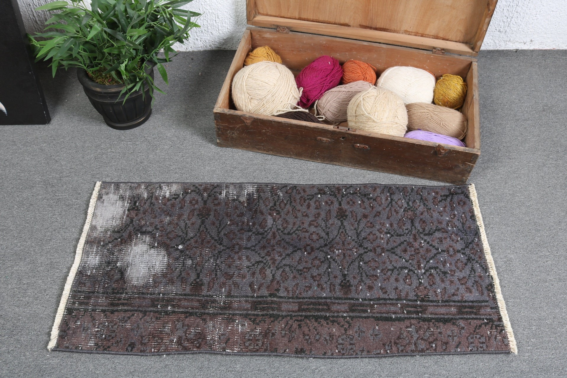 Kapı Paspas Halısı, Ev Dekor Halıları, Gri Soğuk Halılar, Türk Halısı, Oryantal Halı, Boho Halıları, 1.6x3.5 ft Küçük Halılar, Vintage Halılar, Duvara Asılı Halı