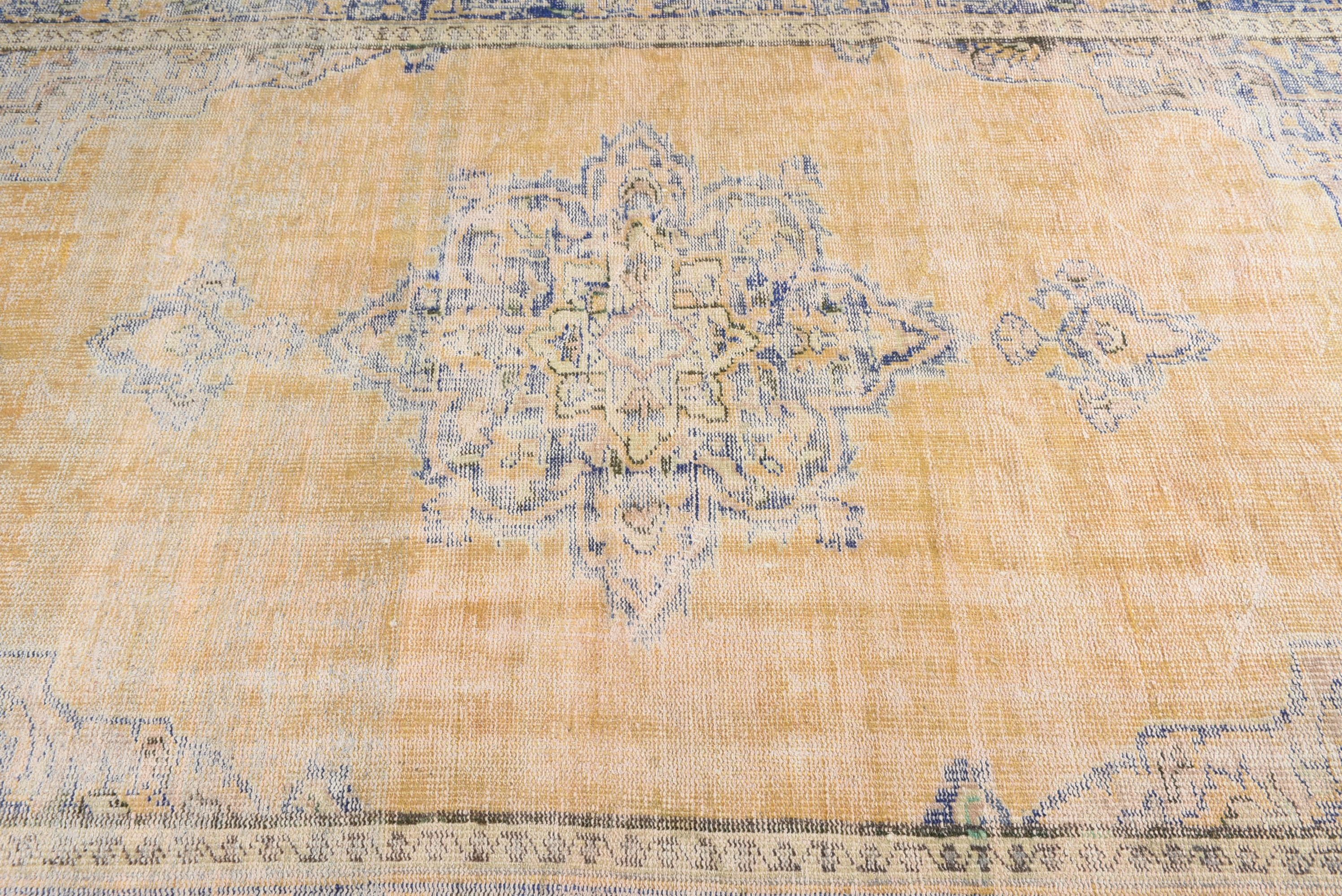 Living Room Rug, Home Decor Rugs, Vintage Rug, Turkish Rug, Dorm Rug, Yellow Wool Rug, Oriental Rug, Dining Room Rug, 5.5x8.8 ft Large Rug