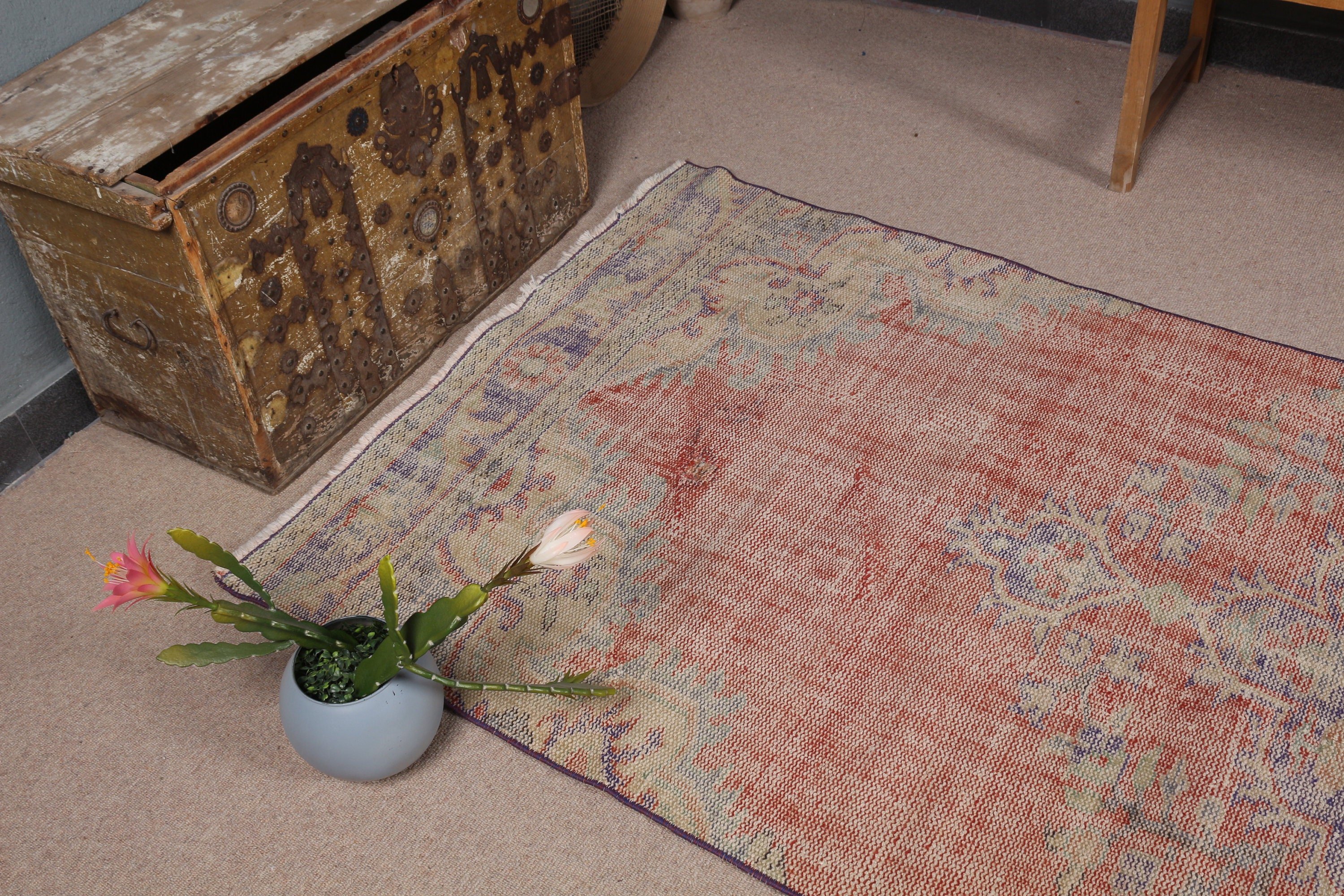 Kitchen Rugs, Rugs for Runner, Turkish Rug, Stair Rug, Red Floor Rugs, Bedroom Rugs, 3.7x10.2 ft Runner Rug, Outdoor Rug, Vintage Rug