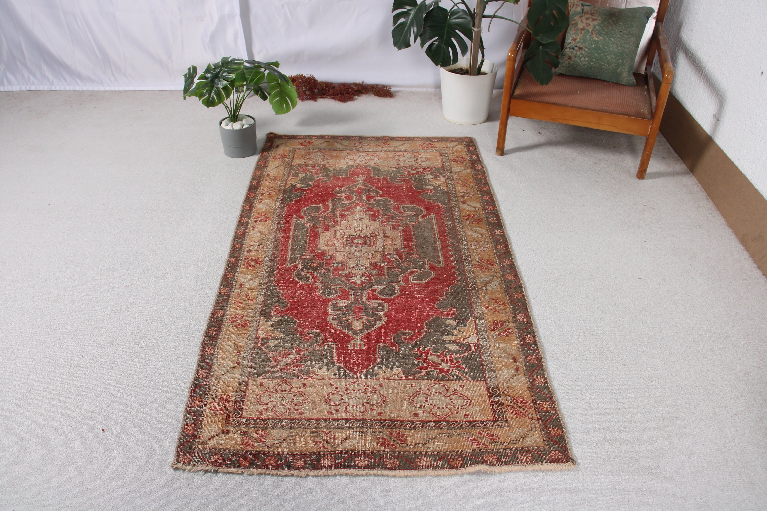 Turkish Rugs, Bedroom Rug, Red Luxury Rugs, Statement Rug, Vintage Rug, Entry Rug, Boho Rugs, 3.3x6.1 ft Accent Rug, Rugs for Entry