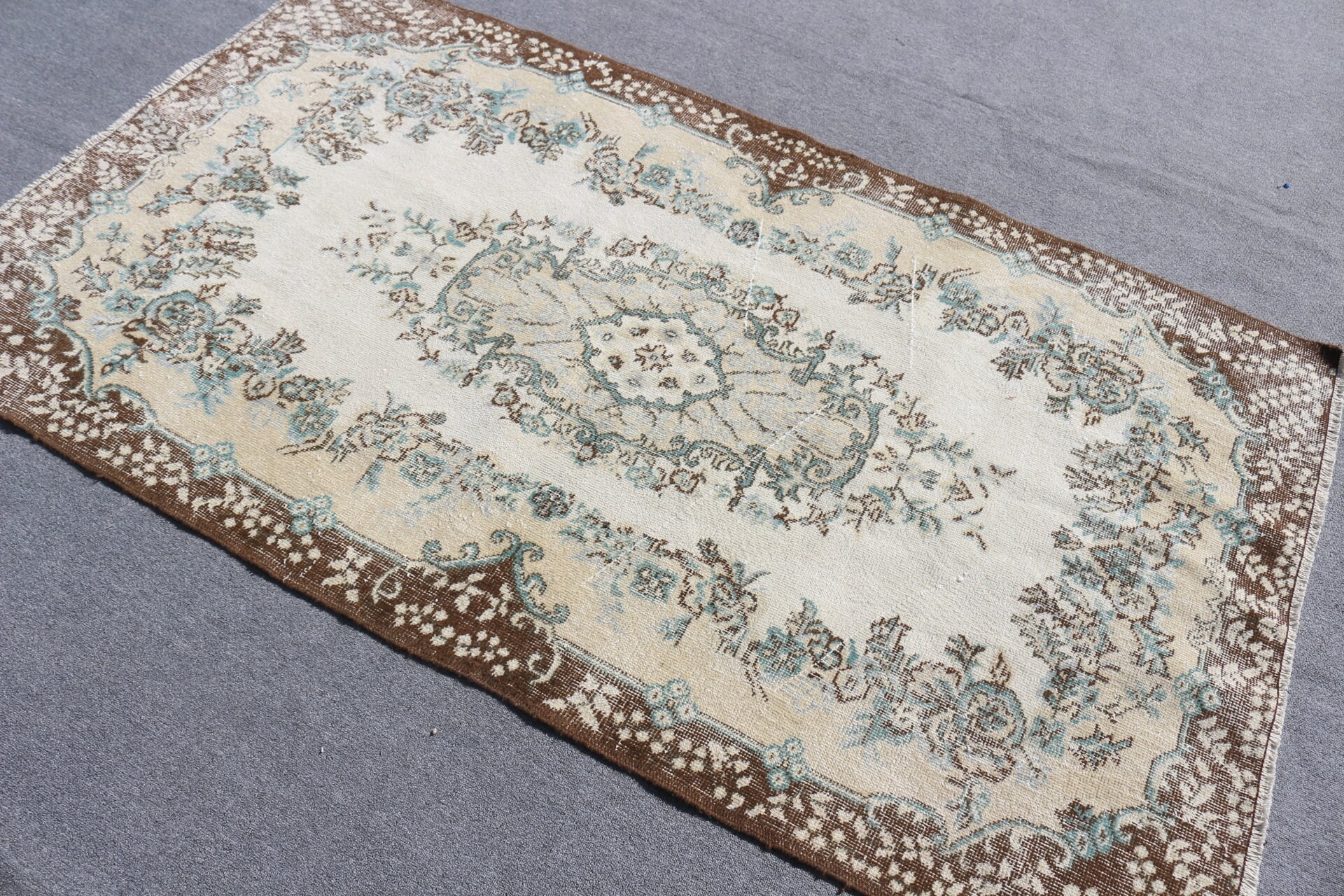 Wool Rugs, Rugs for Bedroom, Beige Oriental Rugs, Vintage Rug, Living Room Rugs, 4x7 ft Area Rug, Kitchen Rug, Turkish Rug, Nursery Rug