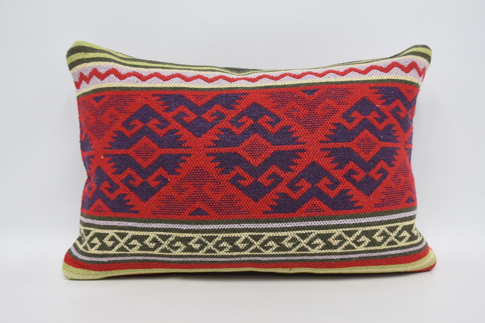 Decorative Throw Pillow, 16"x24" Red Cushion, One Of A Kind Cushion Cover, Antique Pillows, Handmade Kilim Cushion, Turkish Pillow