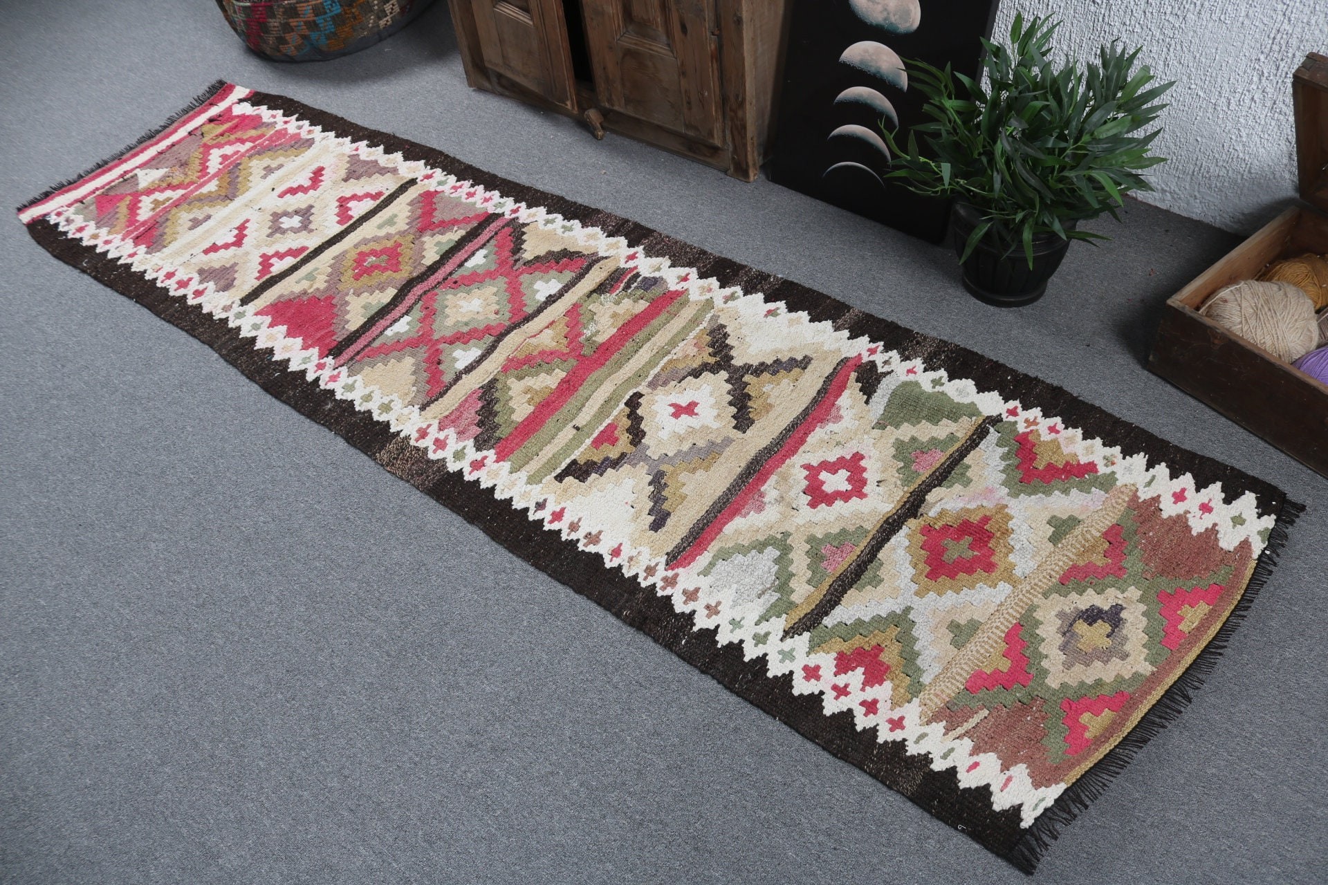 Wool Rug Runner Rugs, Kitchen Rugs, Geometric Rug, 2.3x8.5 ft Runner Rug, Vintage Rugs, Turkish Rugs, Moroccan Rug, Beige Handwoven Rugs