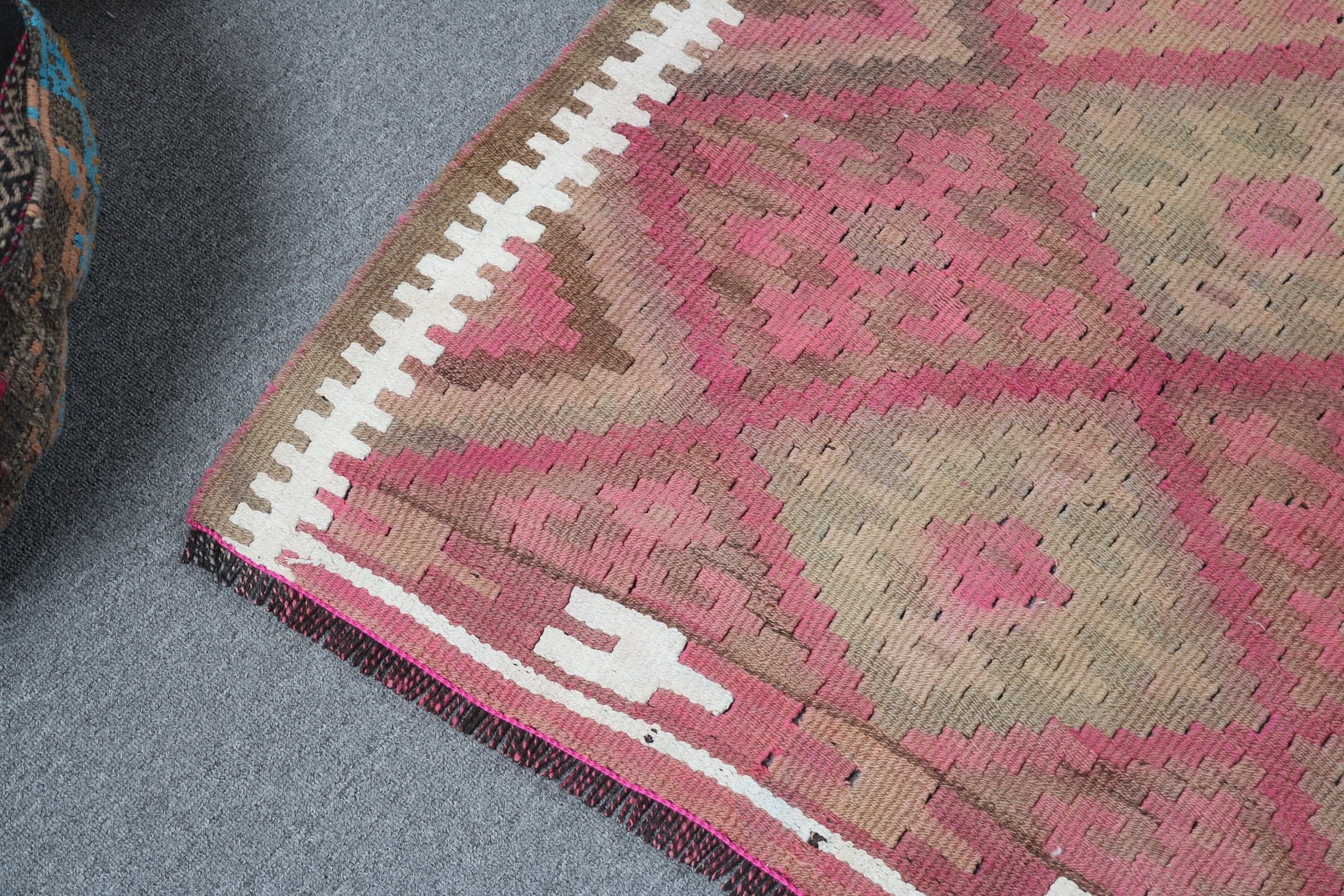 Aztek Halıları, Bildiri Halısı, Türk Halısı, Vintage Halılar, 2,9x7,5 ft Runner Halısı, Beni Ourain Runner Halısı, Pembe Geometrik Halı, Geometrik Halılar