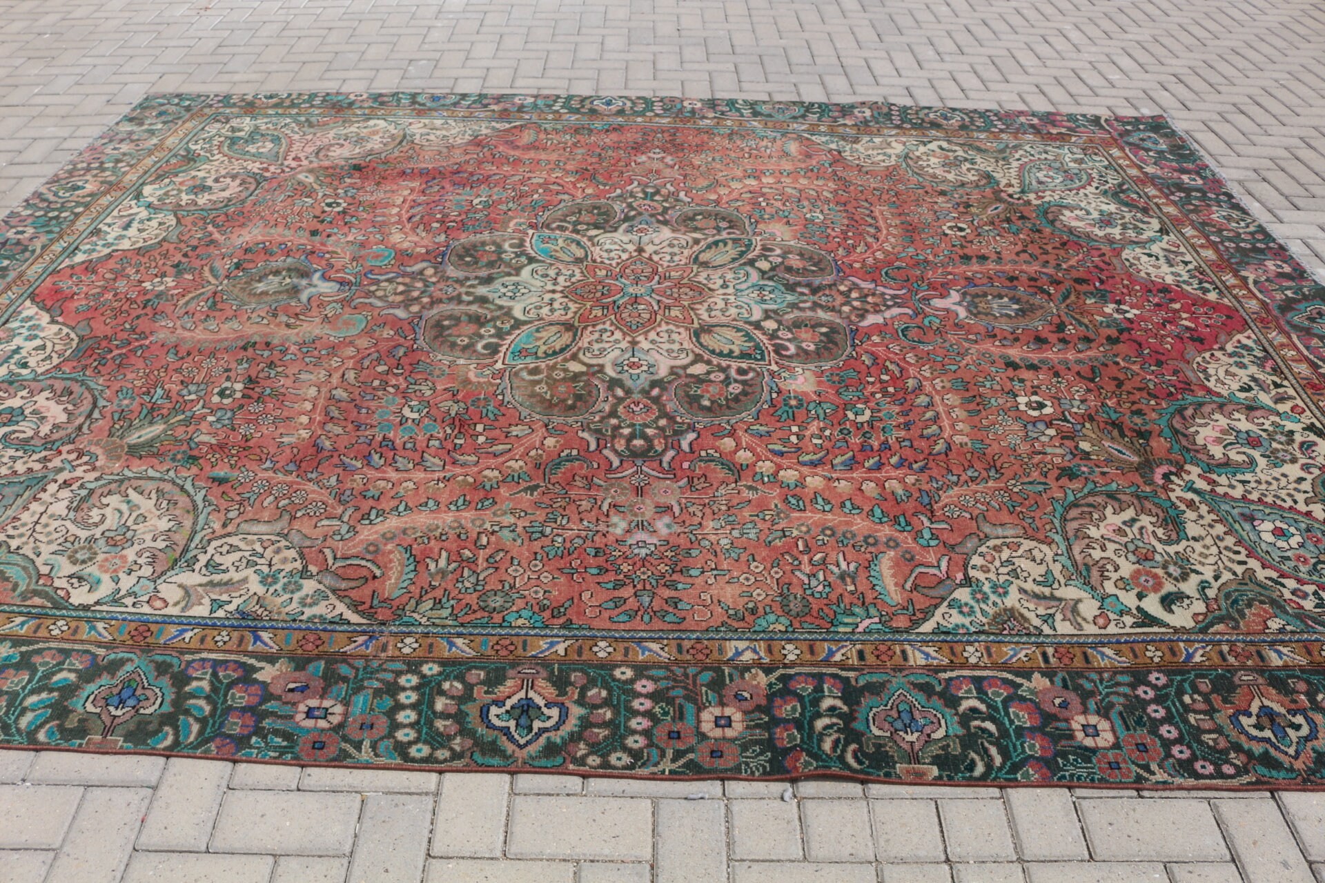 9x11.9 ft Oversize Rugs, Moroccan Rug, Red Cool Rug, Vintage Rug, Dining Room Rugs, Turkish Rug, Rugs for Salon, Antique Rug, Salon Rugs