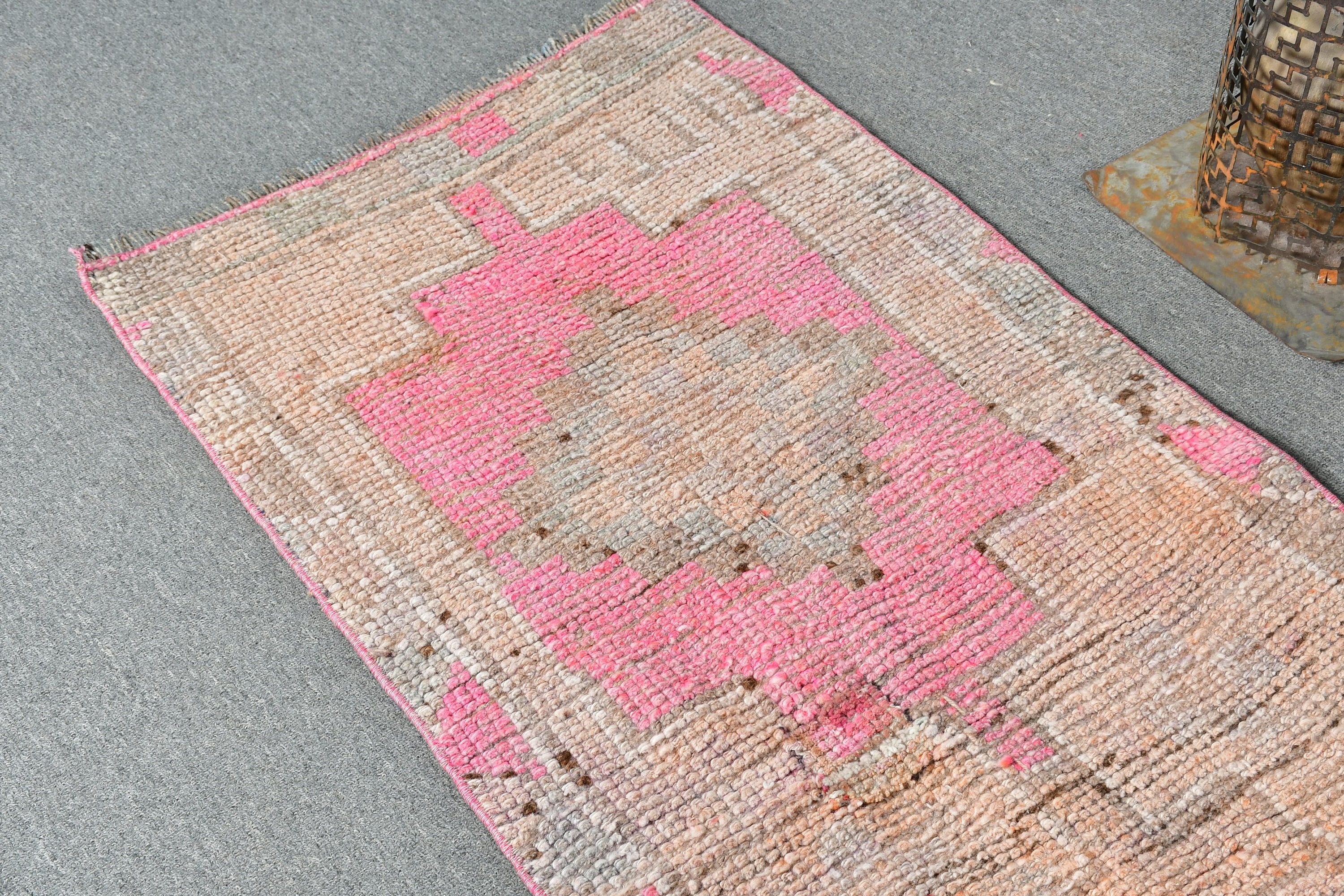 Vintage Rug, Stair Rug, Pink Oriental Rug, 2.2x10.1 ft Runner Rugs, Home Decor Rug, Rugs for Runner, Wool Rugs, Kitchen Rug, Turkish Rugs