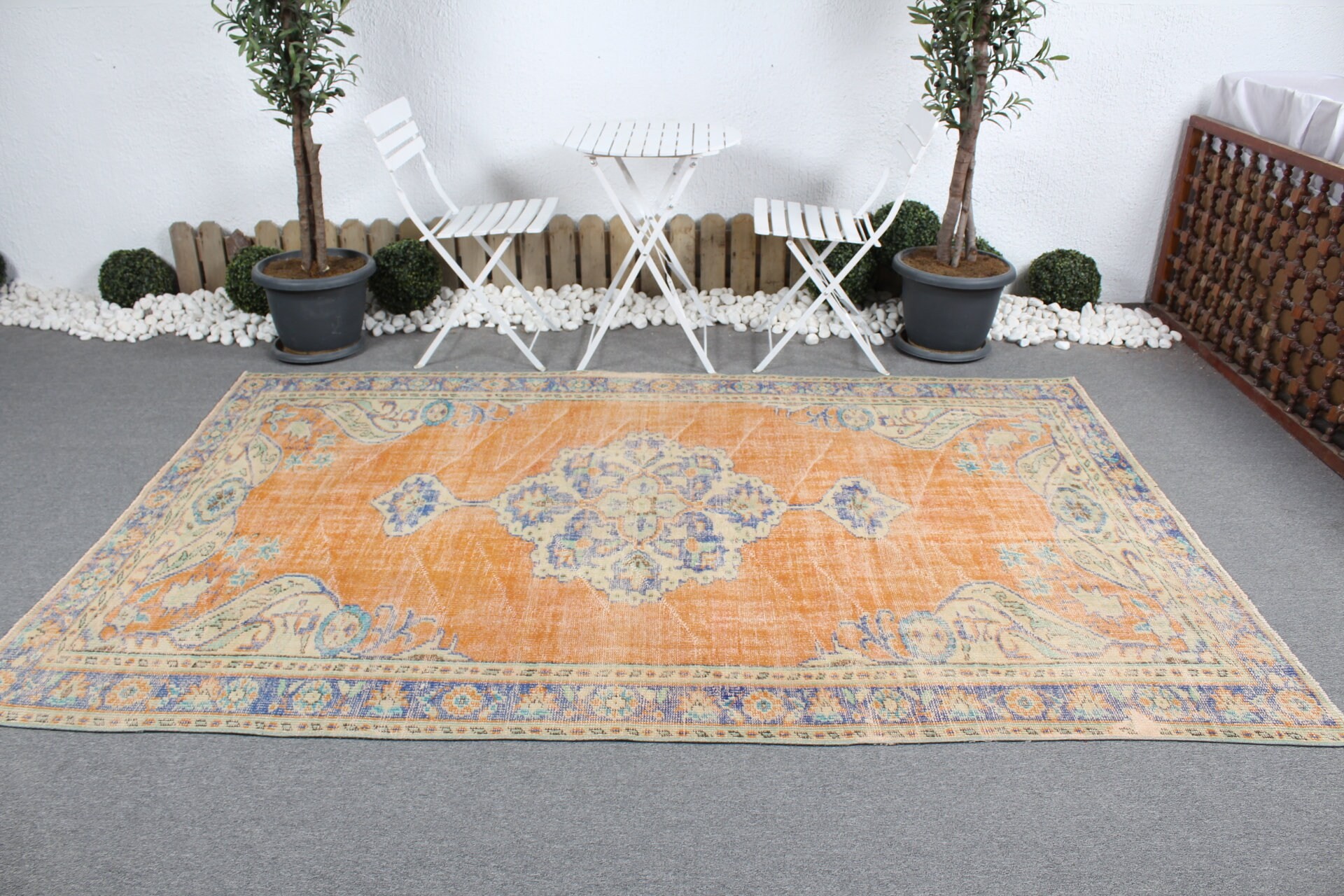 Orange Oushak Rug, Cool Rugs, Outdoor Rugs, Turkish Rug, Bedroom Rugs, Vintage Rugs, Moroccan Rugs, 5.7x8.9 ft Large Rugs, Salon Rug