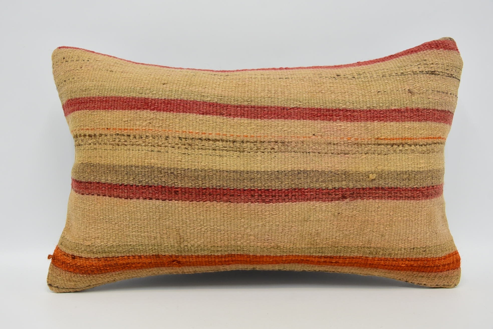 Antique Pillows, Vintage Kilim Pillow, Kilim Pillow, 12"x20" Beige Pillow Case, Chair Pillow, Bed Pillow Sham