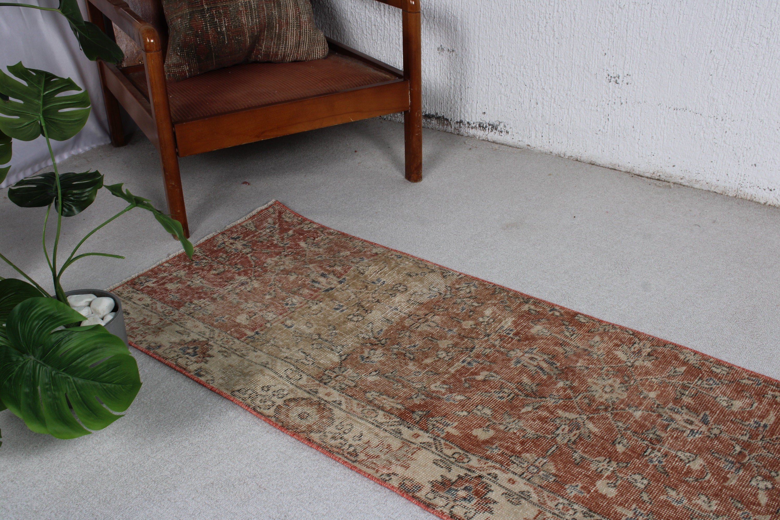 Nötr Halılar, Ev Dekorasyonu Halıları, Mutfak Halısı, Bej Anadolu Halısı, Vintage Halılar, Vintage Yolluk Halısı, 1.9x5.7 ft Yolluk Halısı, Türk Halıları