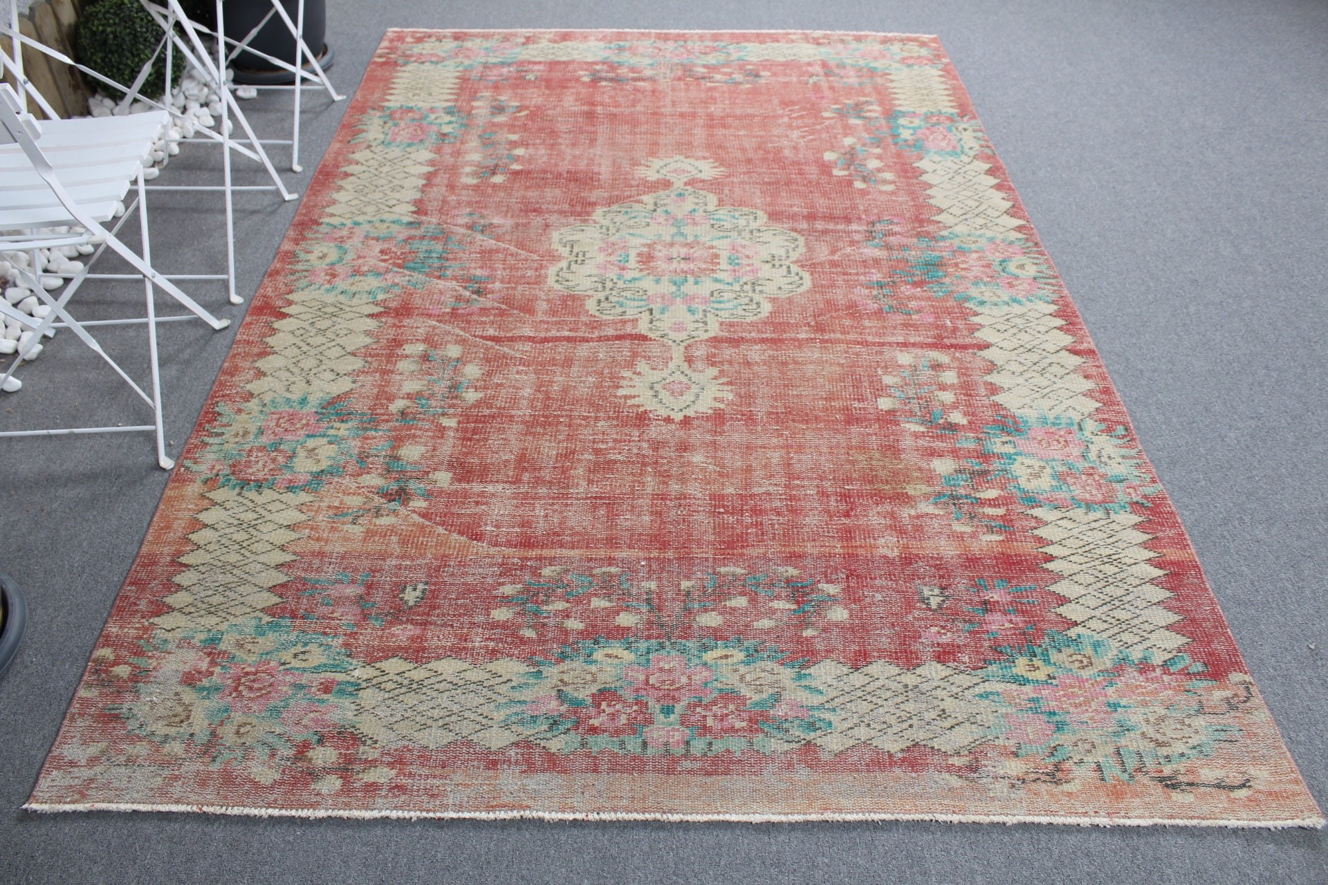 Oturma Odası Halıları, Fas Halısı, Vintage Halılar, 5.7x8.7 ft Büyük Halı, Türk Halısı, Yemek Odası Halısı, Ev Dekorasyonu Halıları, Kırmızı Anadolu Halıları