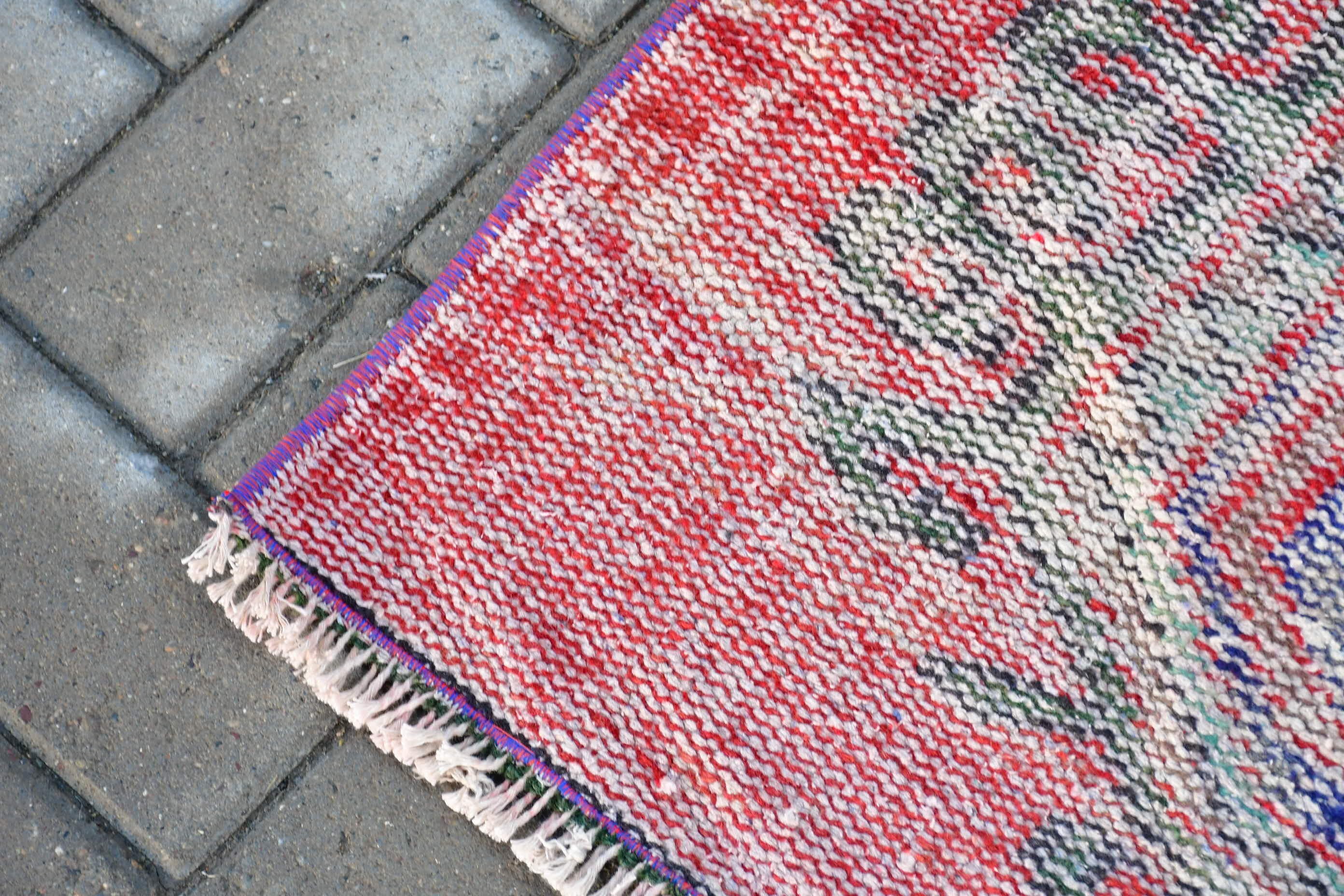 Moroccan Rugs, Red Antique Rug, Vintage Rug, Art Rug, Stair Rug, Turkish Rugs, 2.6x10.6 ft Runner Rugs, Oriental Rugs, Kitchen Rug