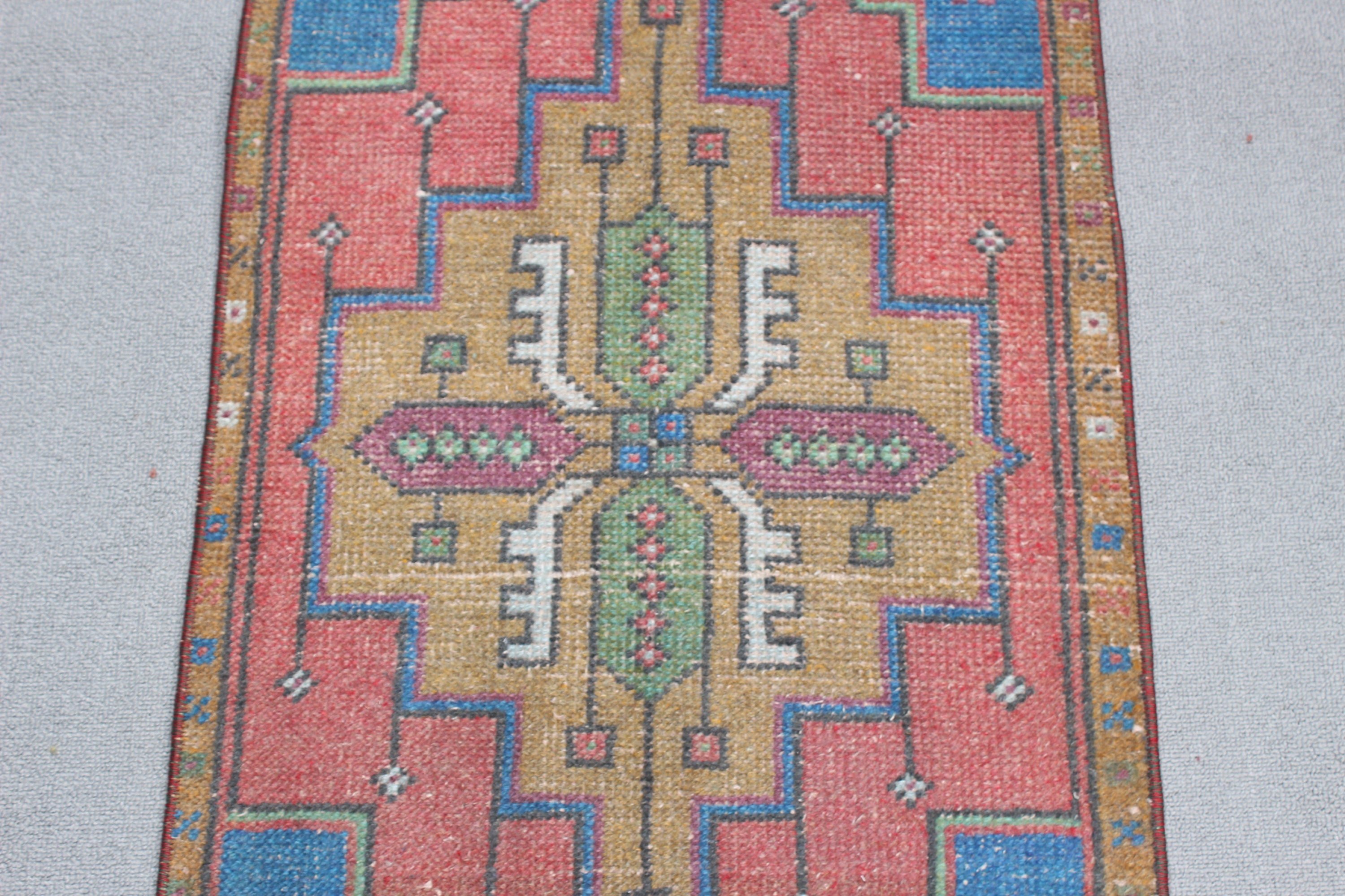 Lüks Halı, Küçük Boho Halı, Vintage Halılar, Kırmızı Soğuk Halı, Ev İçin Hediye Halı, 1.6x3.6 ft Küçük Halı, Türk Halıları, Havalı Halılar, Banyo Halısı