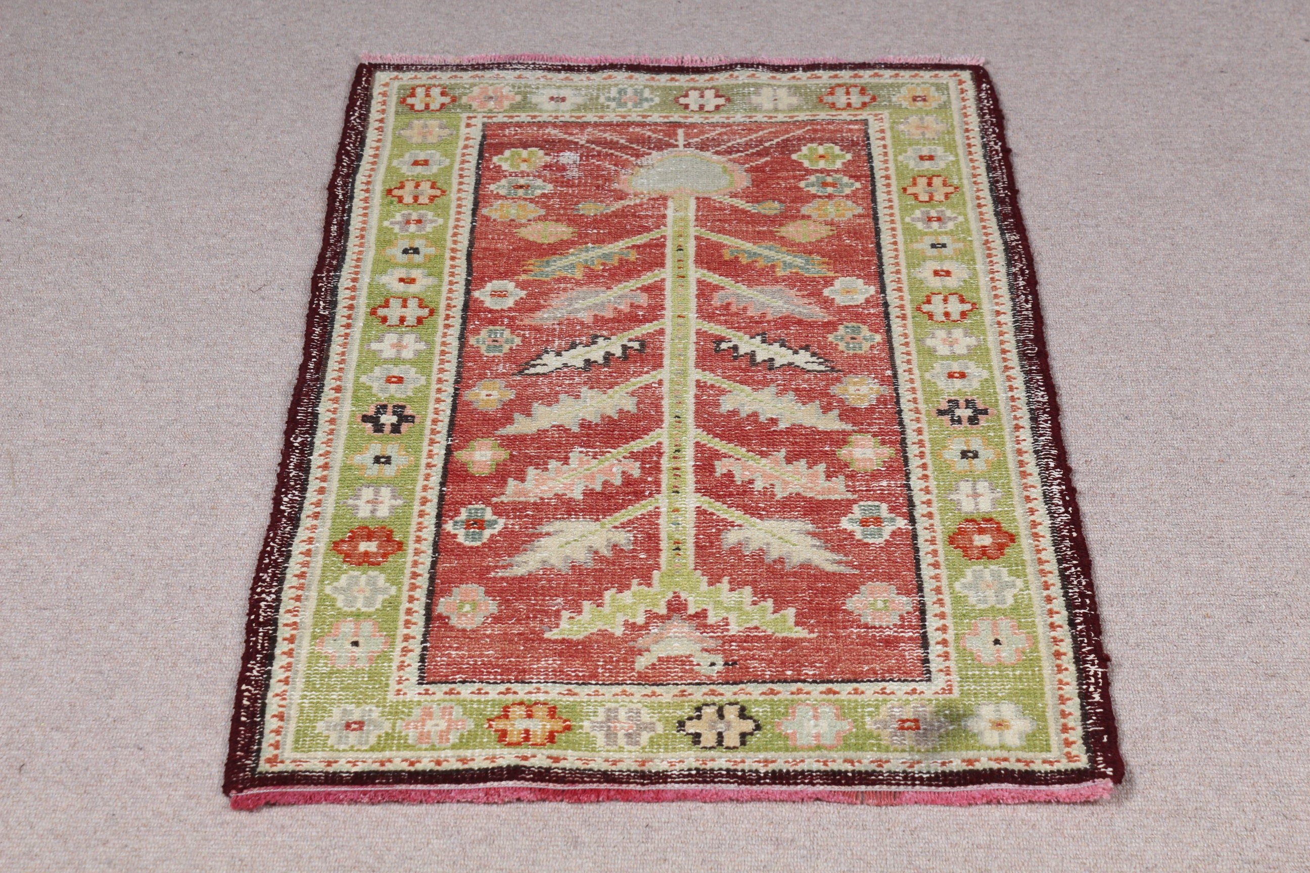 2.2x3.4 ft Küçük Halılar, Türk Halısı, Bohem Halıları, Banyo Halısı, Vintage Halılar, Duvara Asılı Halılar, Yün Halılar, Yeşil Fas Halısı