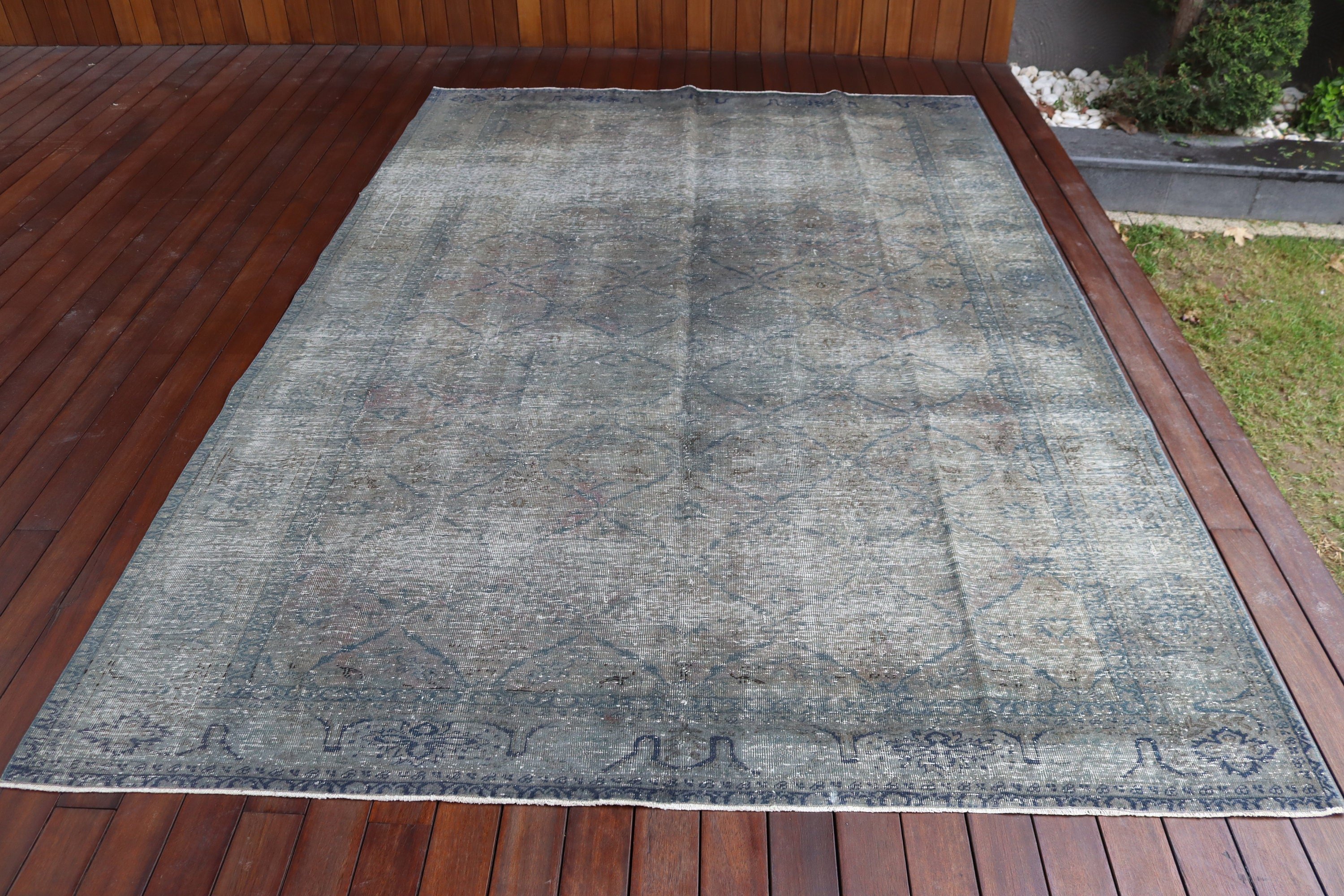 Rugs for Large Boho, Turkish Rugs, 6.4x9.4 ft Large Rugs, Flatweave Rugs, Gray Bedroom Rug, Floor Rug, Dining Room Rugs, Vintage Rug