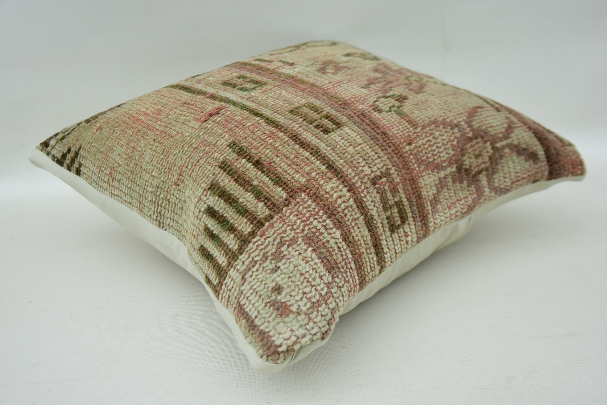 Turkish Kilim Pillow, Vintage Kilim Throw Pillow, Turkish Rugs Cushion Cover, Kilim Pillow, 16"x16" Beige Pillow