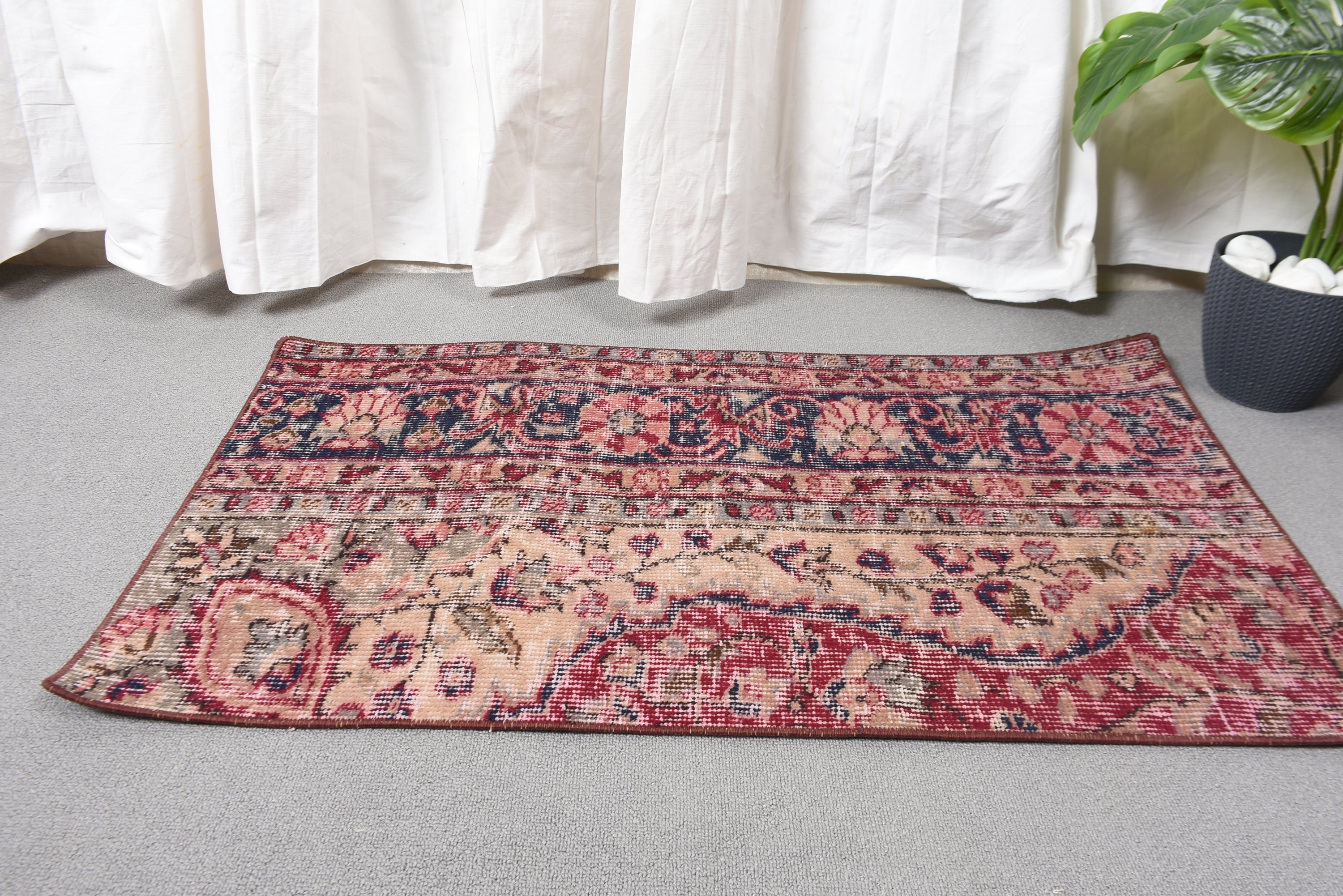 Bath Rug, Bedroom Rugs, Oushak Rug, Red Oushak Rugs, Rugs for Small Boho, Vintage Rugs, Statement Rugs, 1.8x3.2 ft Small Rugs, Turkish Rug