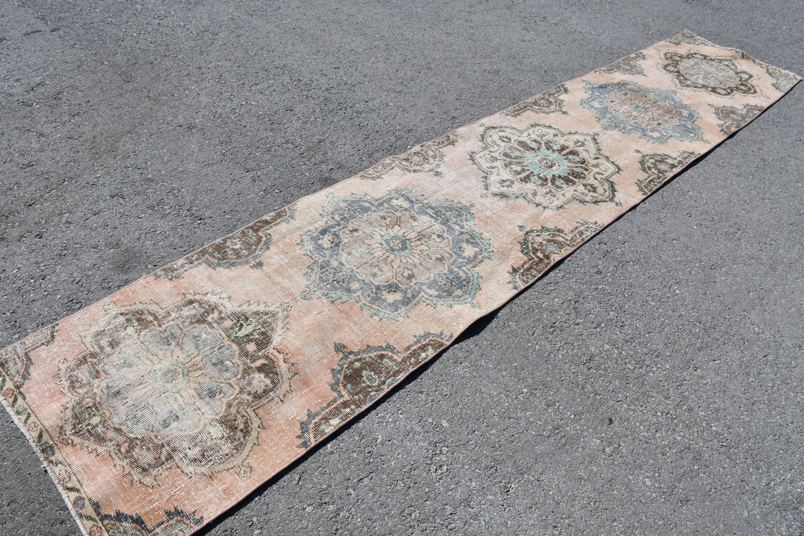 Pink Kitchen Rug, Hallway Rug, Muted Rug, Antique Rugs, Rugs for Runner, Floor Rugs, Turkish Rugs, 2.5x12.2 ft Runner Rugs, Vintage Rug