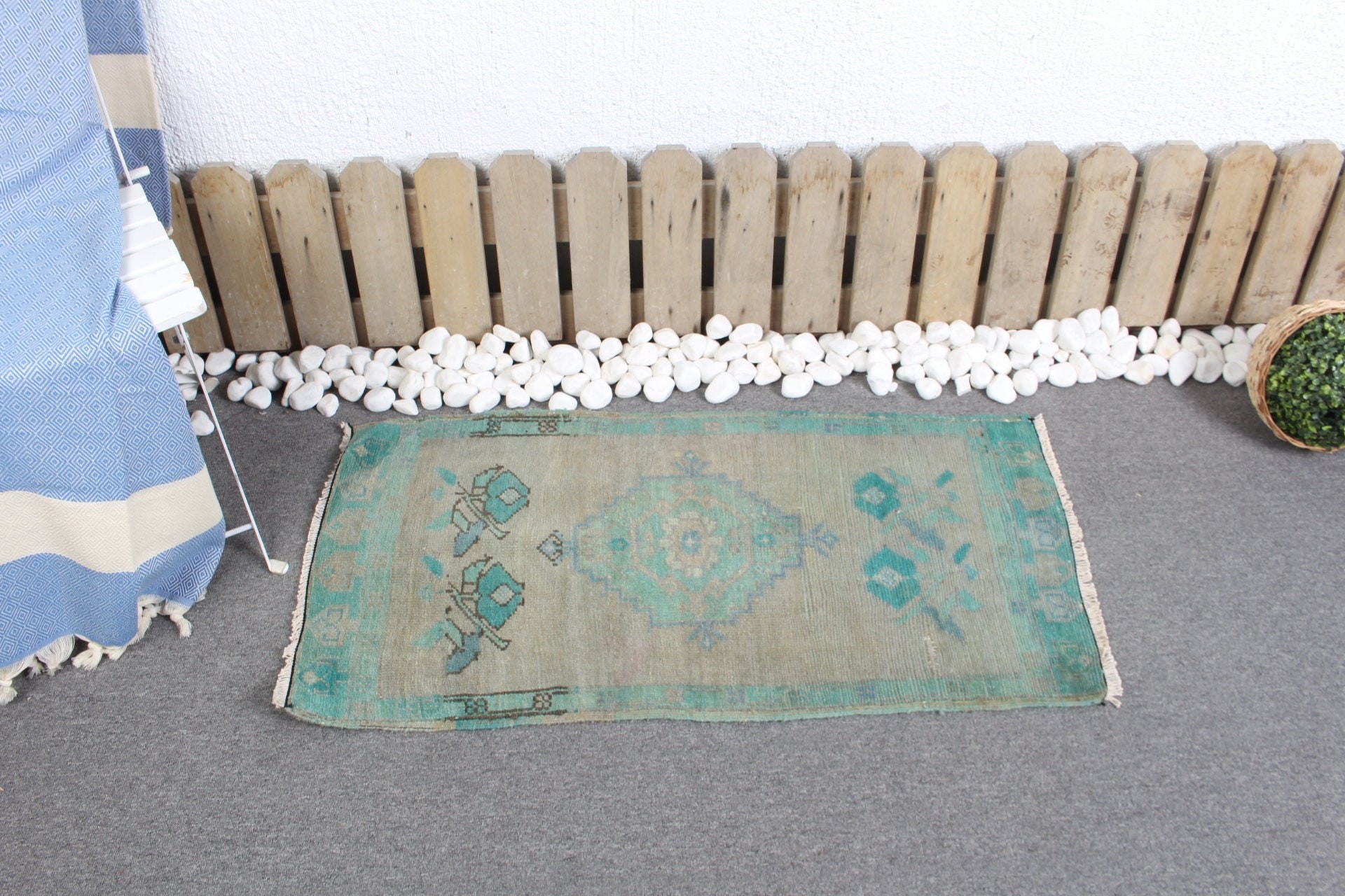 1.7x3.4 ft Small Rug, Anatolian Rug, Door Mat Rug, Antique Rug, Bedroom Rug, Green Oushak Rugs, Vintage Rug, Floor Rugs, Turkish Rugs