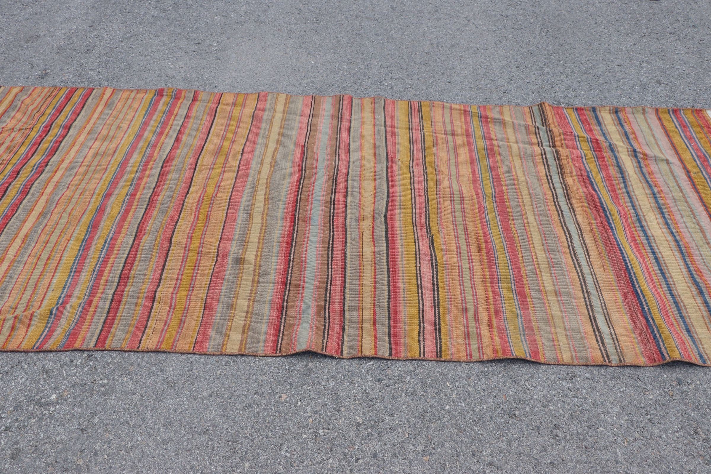 Vintage Rug, Floor Rug, Oriental Rug, Boho Rug, Kilim, Red  4.1x10.4 ft Runner Rugs, Turkish Rug, Hallway Rugs, Kitchen Rugs