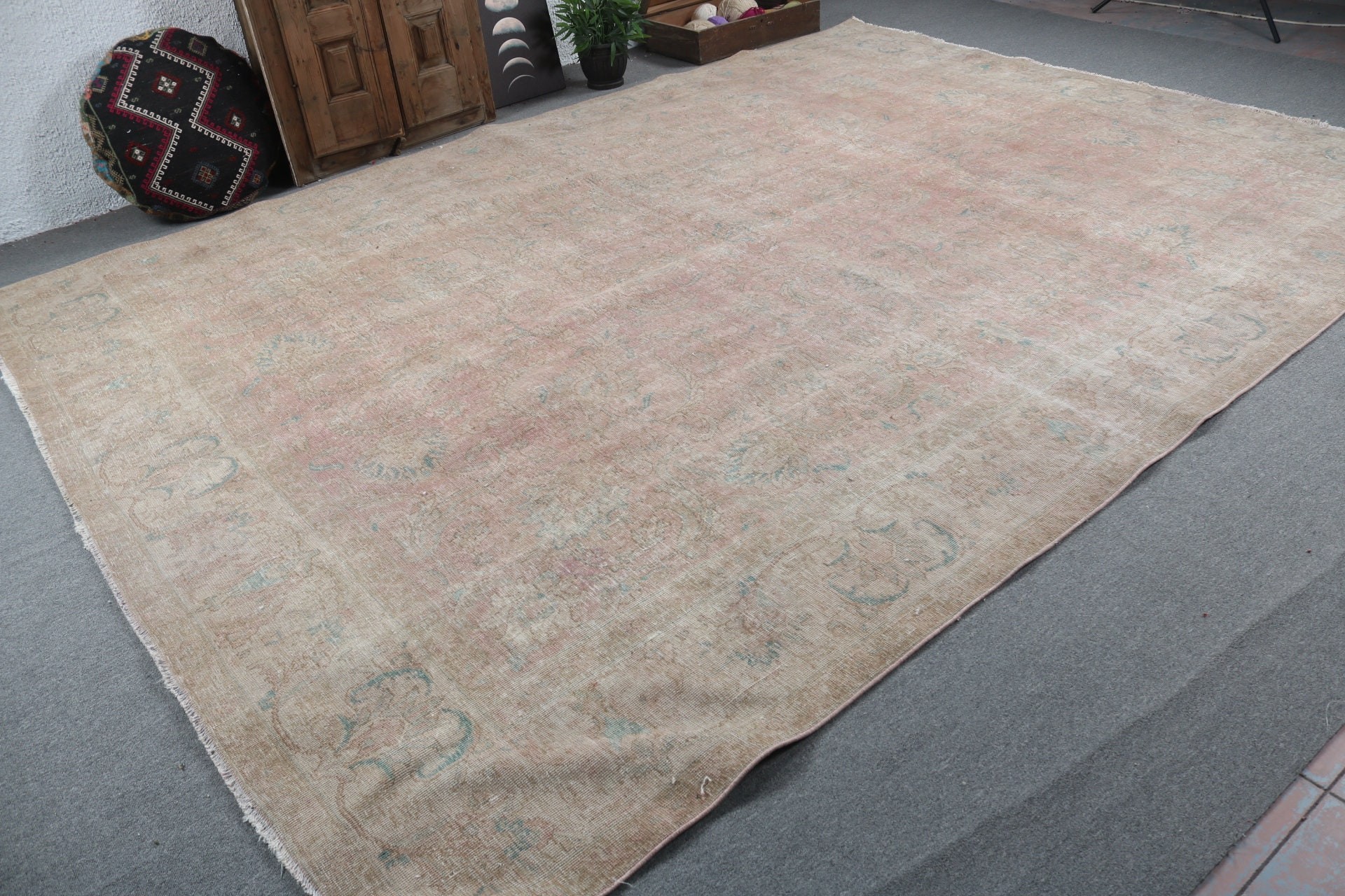 Pink Bedroom Rug, 10x12.7 ft Oversize Rugs, Geometric Rug, Salon Rugs, Oversize Turkish Rugs, Turkish Rug, Modern Rugs, Vintage Rugs