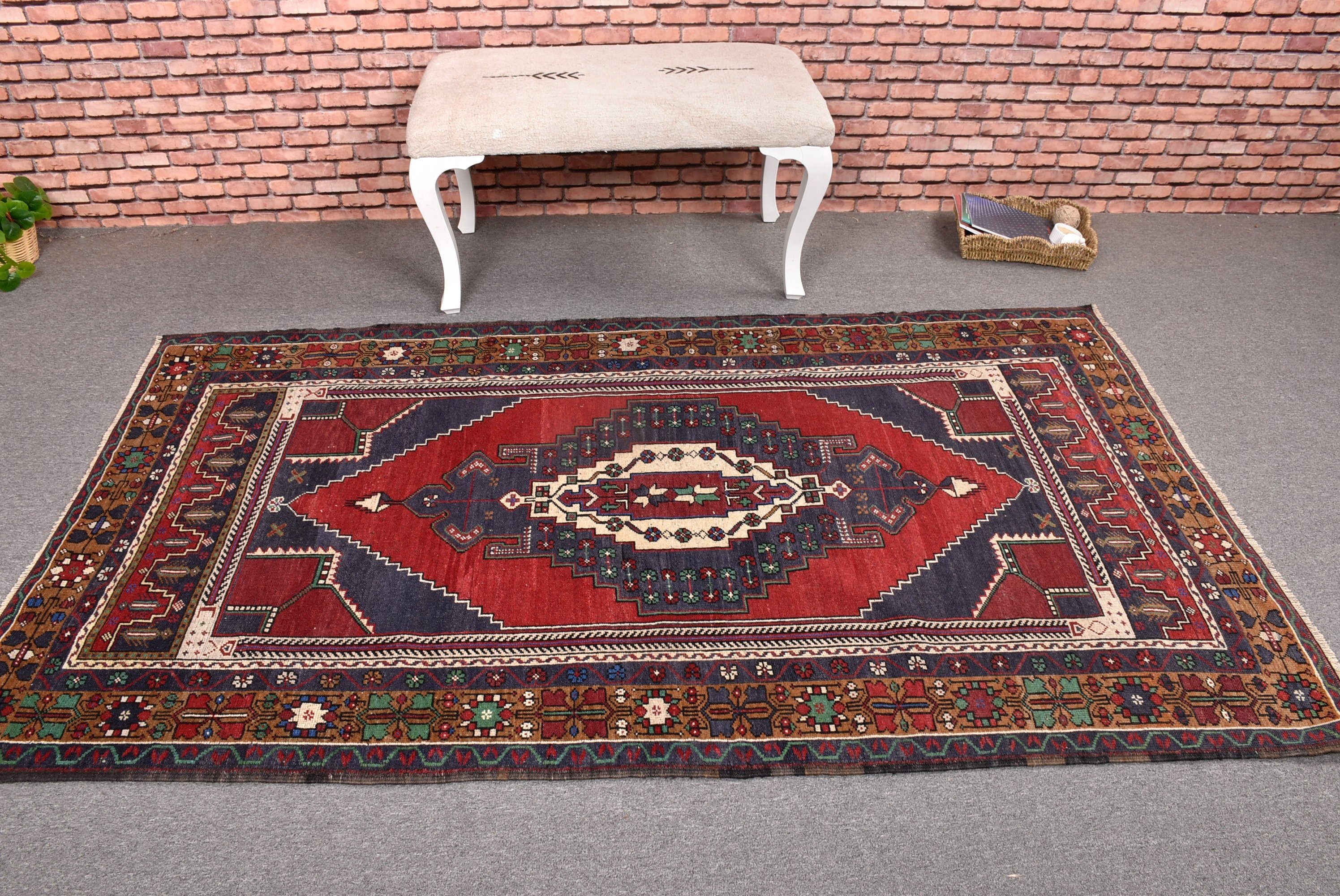 Egzotik Halılar, Türk Halısı, Boho Bölge Halısı, Mavi Modern Halı, 4,2x7,2 ft Alan Halıları, Geometrik Halılar, Yemek Odası Halıları, Oushak Halıları, Vintage Halılar