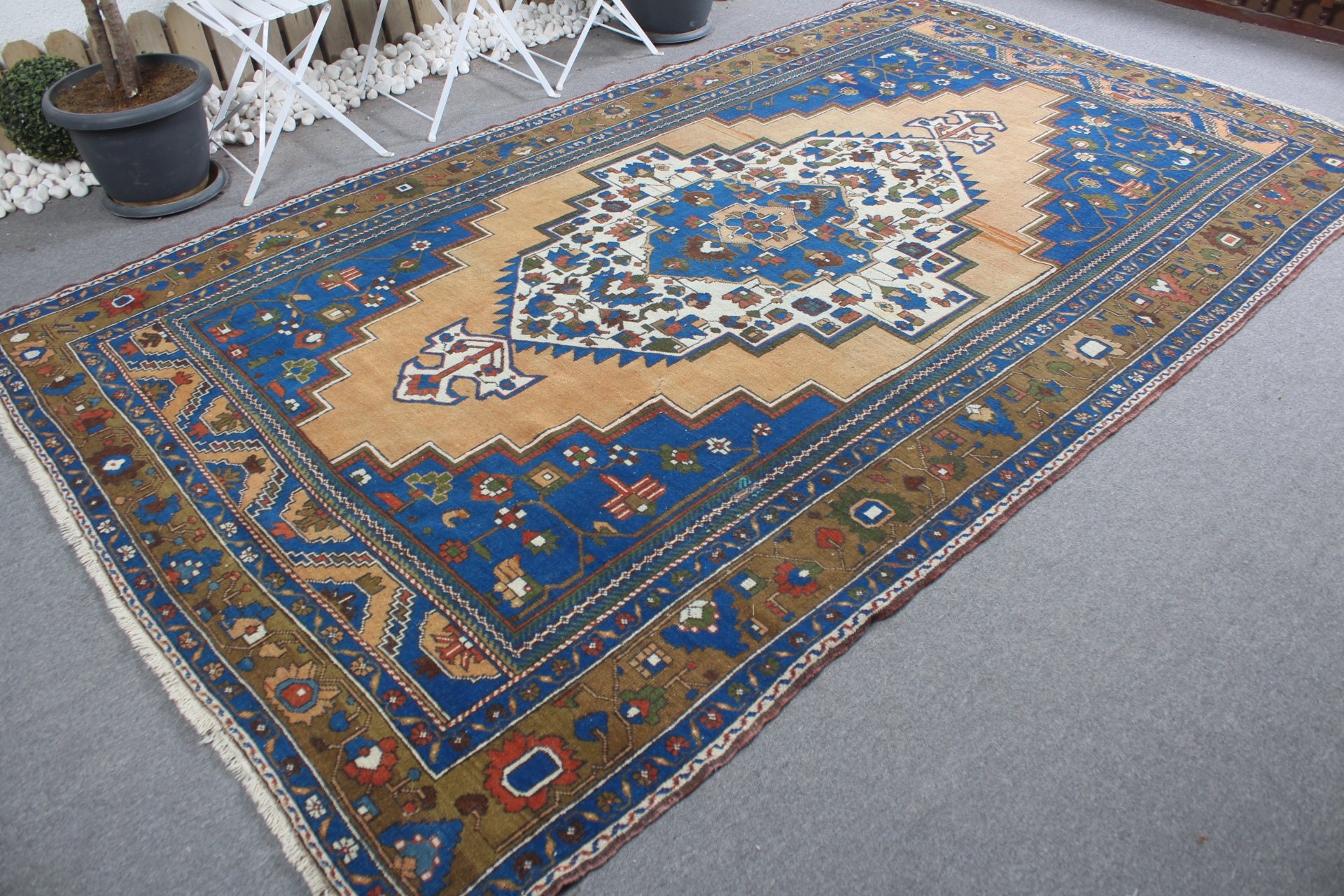 Mutfak Halıları, Türk Halısı, 6.4x10.9 ft Büyük Halı, Vintage Halı, Salon Halısı, Antika Halı, Estetik Halılar, Yemek Odası Halısı, Turuncu Yatak Odası Halıları