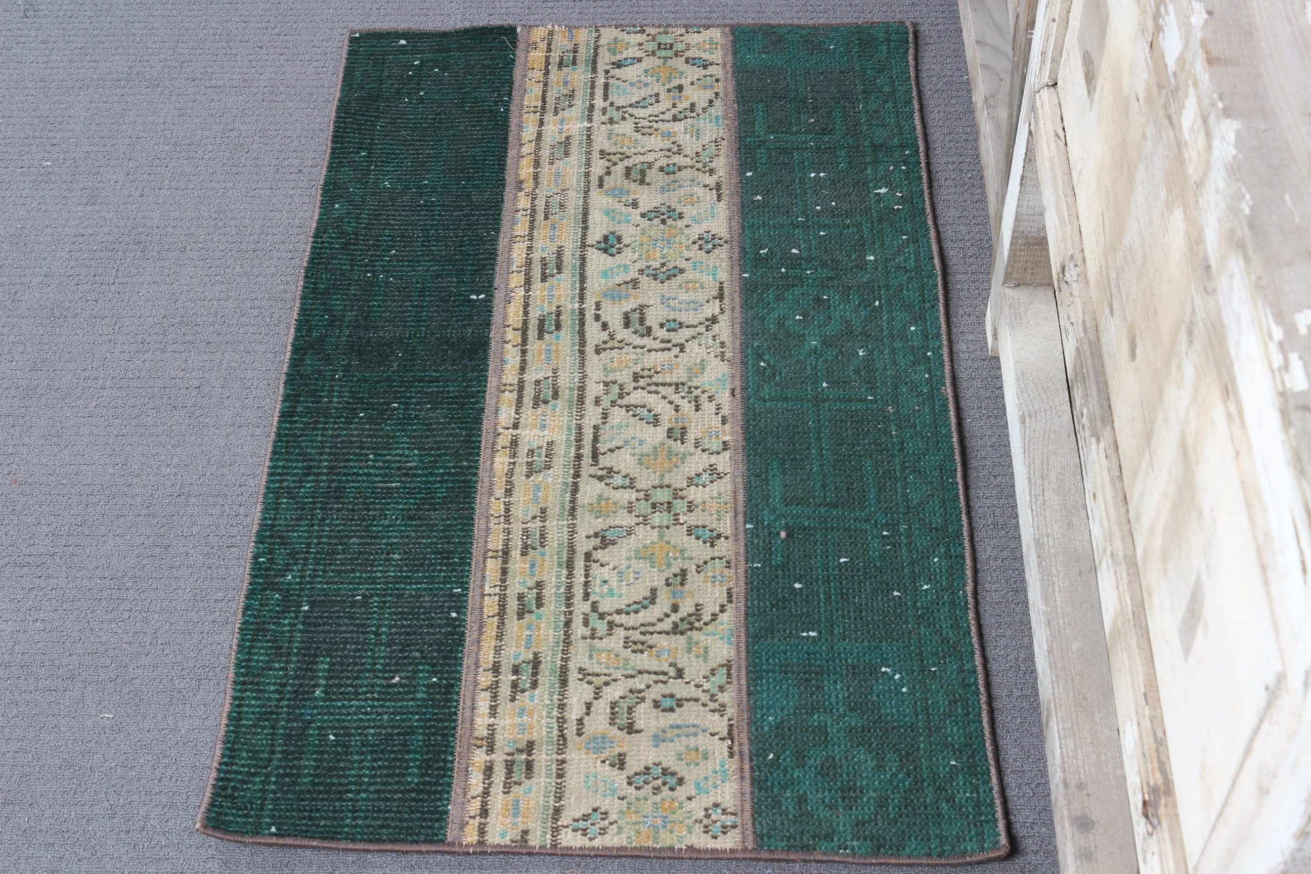 Vintage Rug, Turkish Rugs, Anatolian Rug, Oushak Rug, Kitchen Rug, Rugs for Bath, 1.9x3.1 ft Small Rug, Green Anatolian Rug, Bath Rug