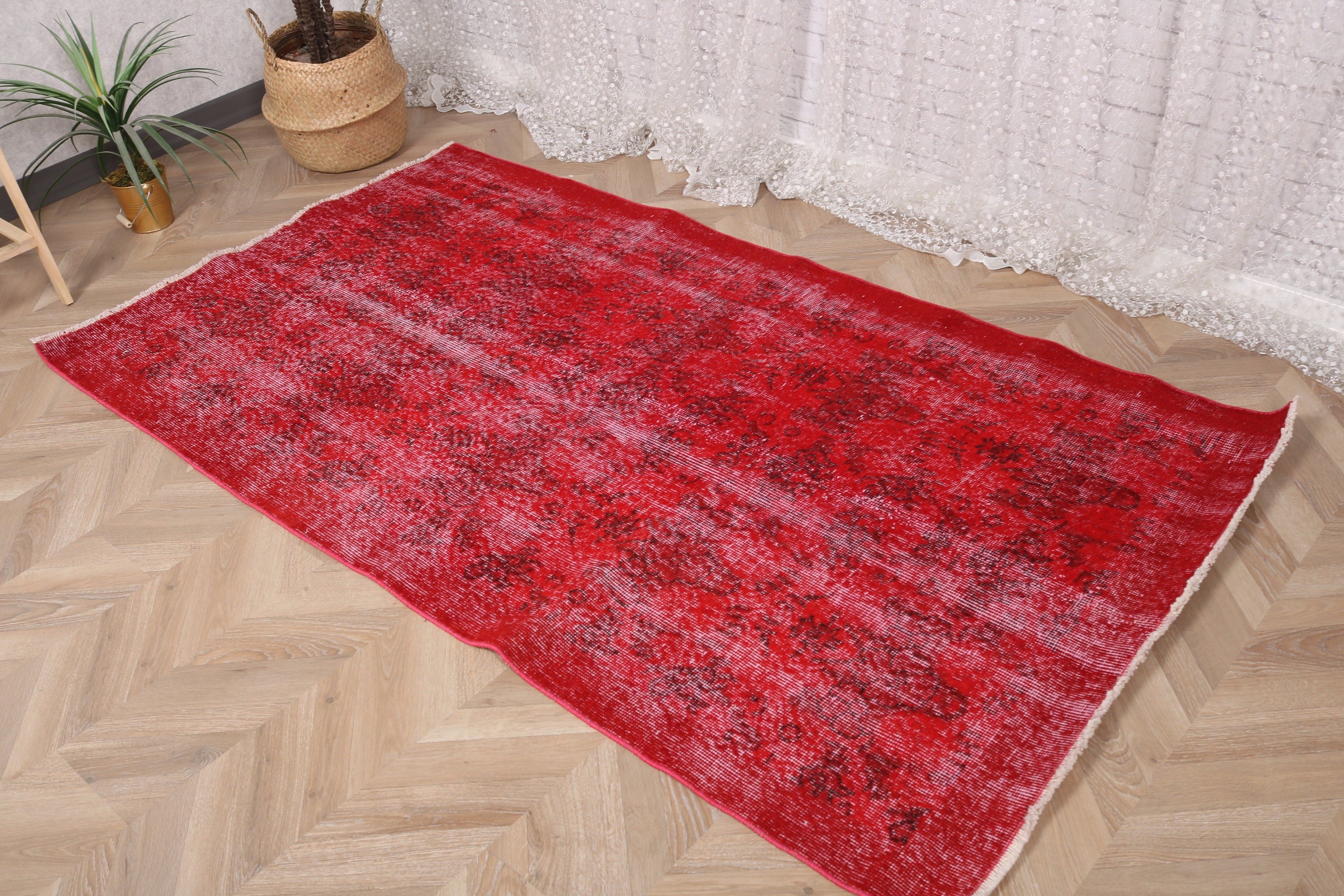 3.7x6.7 ft Area Rugs, Handwoven Rugs, Red Cool Rug, Floor Rugs, Turkish Rug, Oriental Rugs, Vintage Rug, Rugs for Nursery, Boho Area Rug