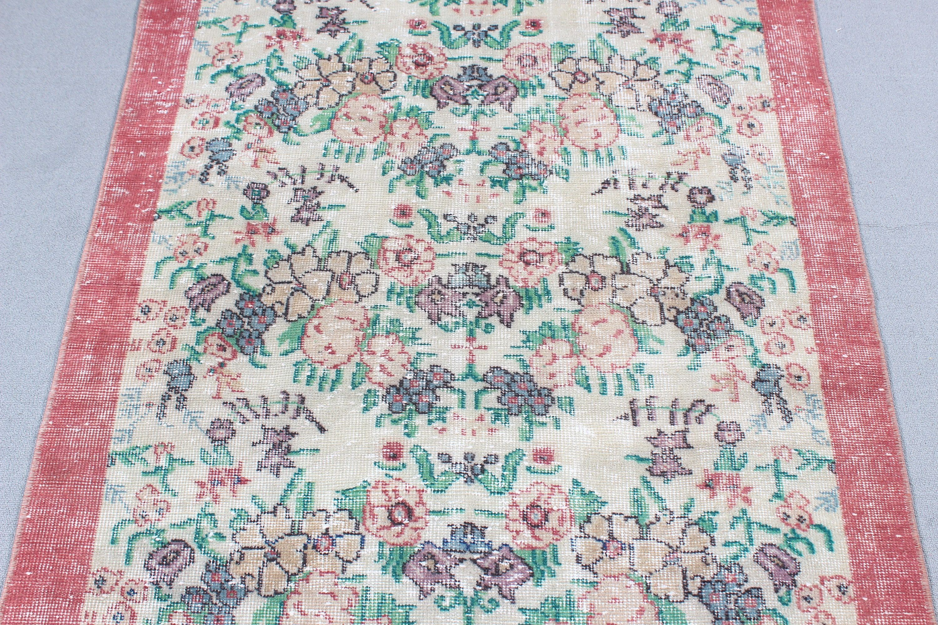 3,7x6,5 ft Alan Kilimi, Türk Halısı, Boho Alan Kilimi, El Dokuma Halılar, Bej Açıklama Halıları, Lüks Halılar, Vintage Halı, Oturma Odası Halısı